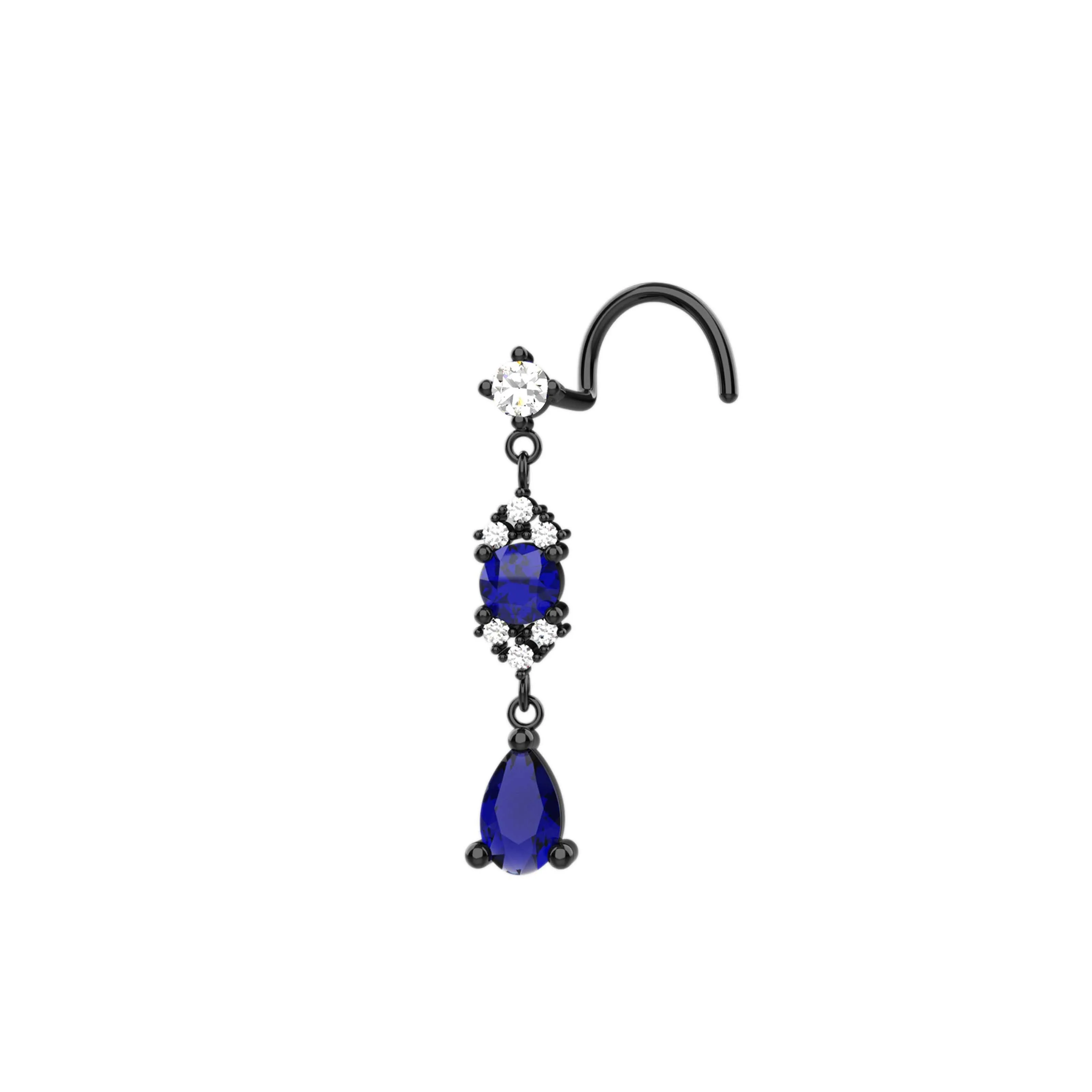 Sapphire Drop Dangle Nose Ring – Gold Piercings Jewelry