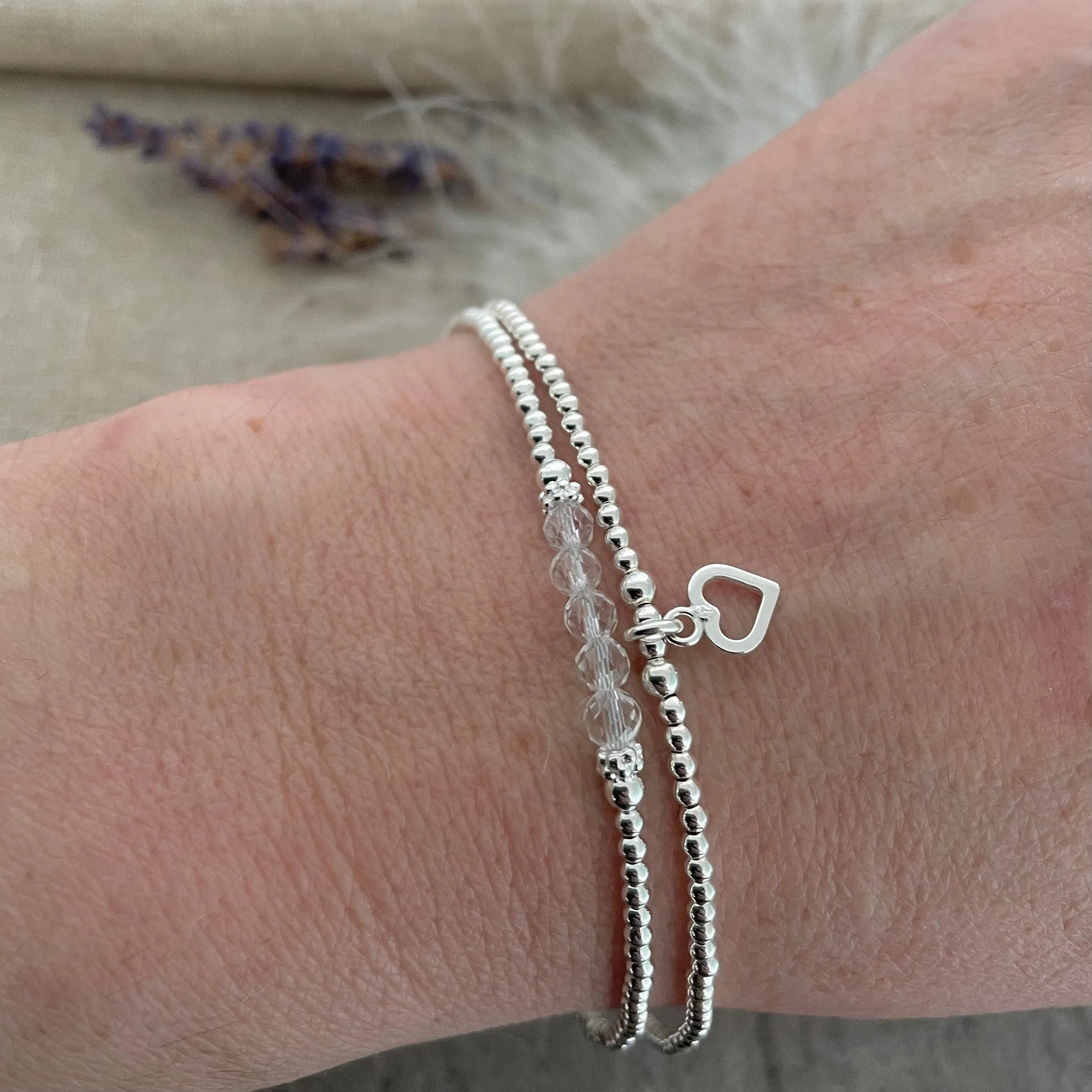 Set of Rock Quartz Bracelets, April Birthstone