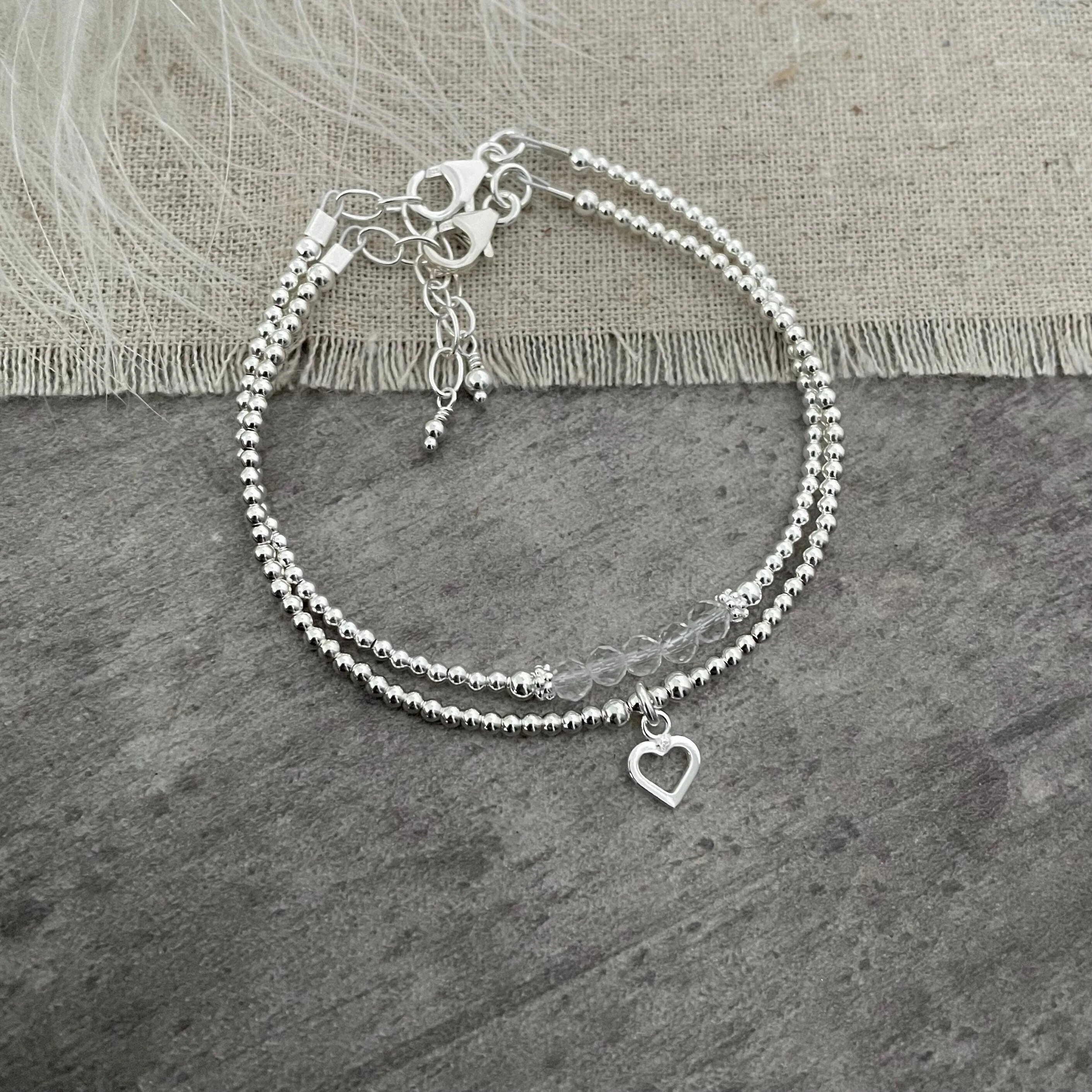 Set of Rock Quartz Bracelets, April Birthstone