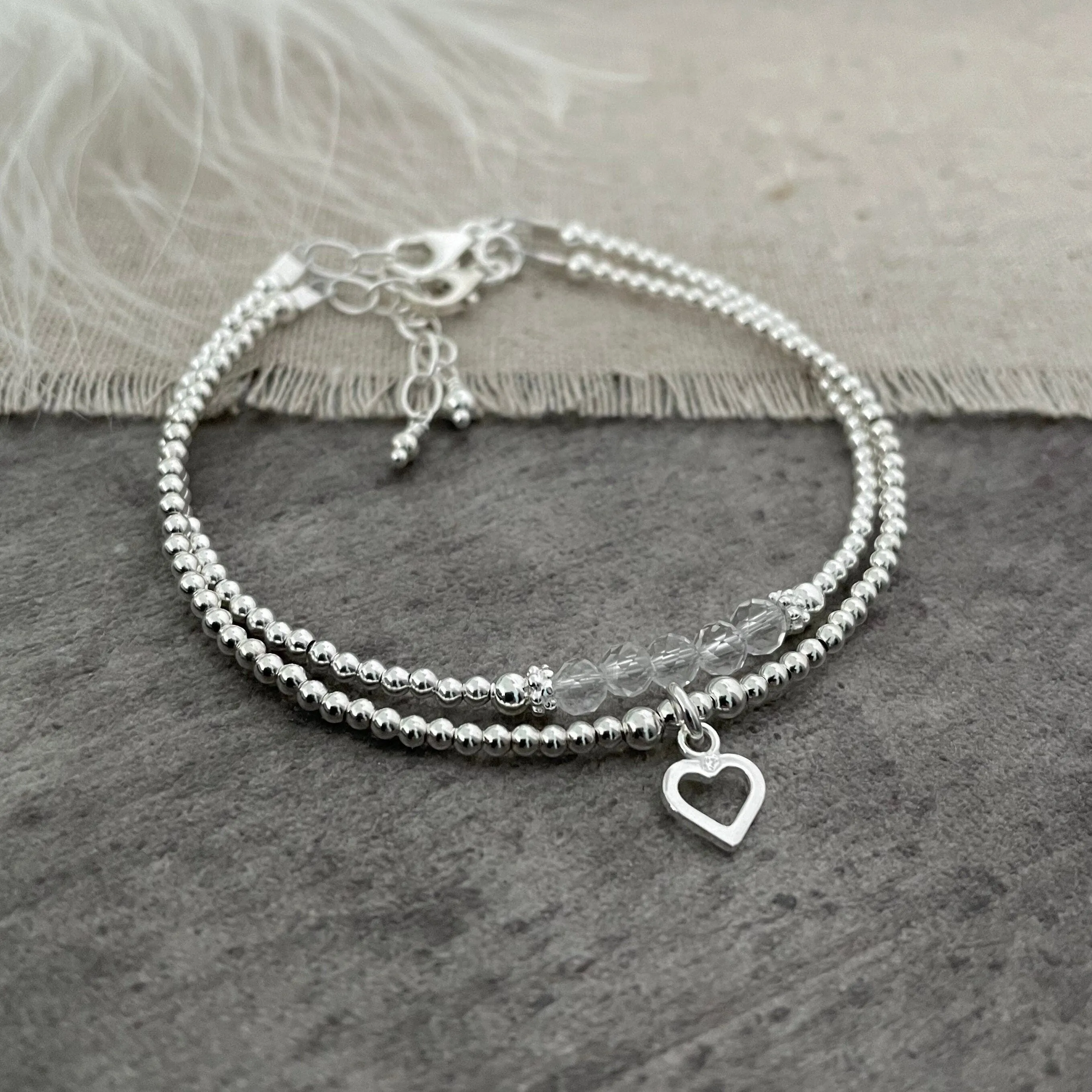 Set of Rock Quartz Bracelets, April Birthstone