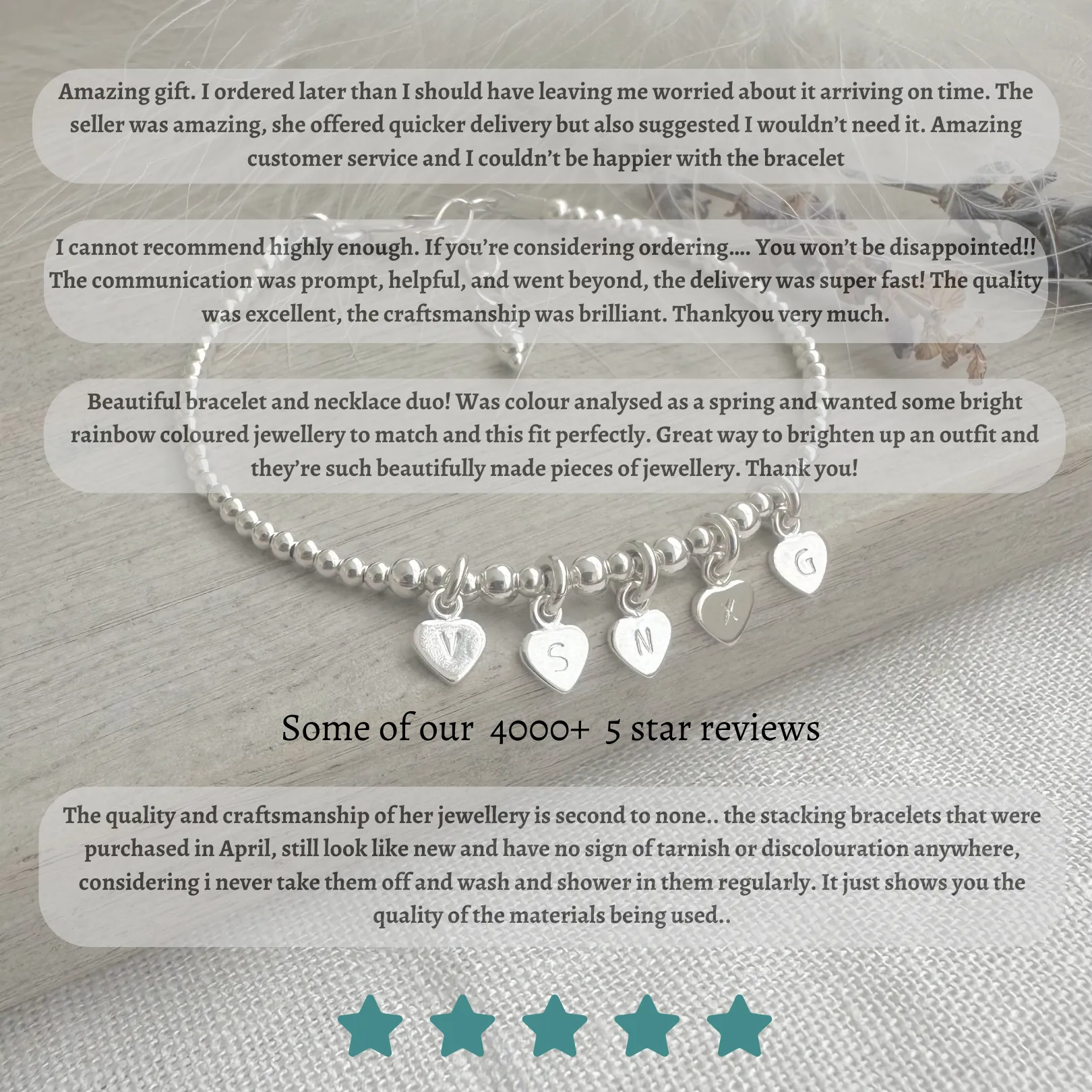 Set of Rock Quartz Bracelets, April Birthstone