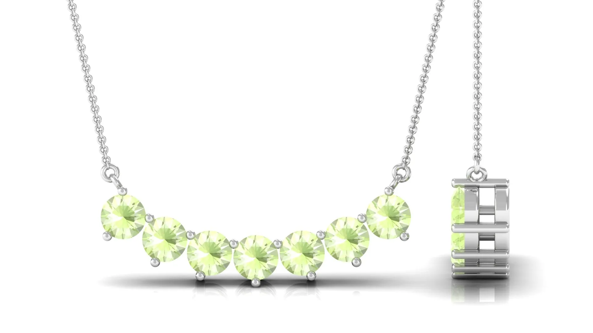 Seven Stone Peridot Bar Necklace