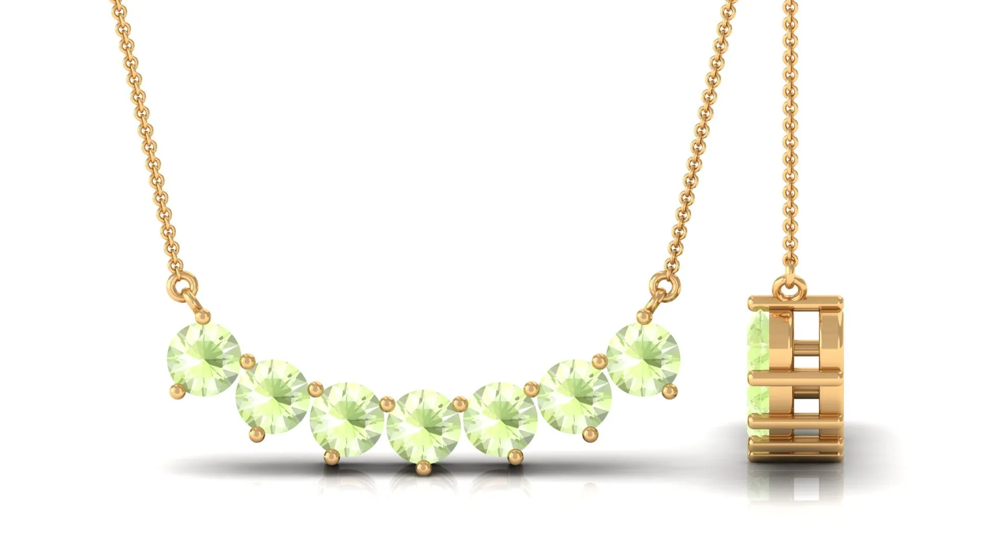Seven Stone Peridot Bar Necklace