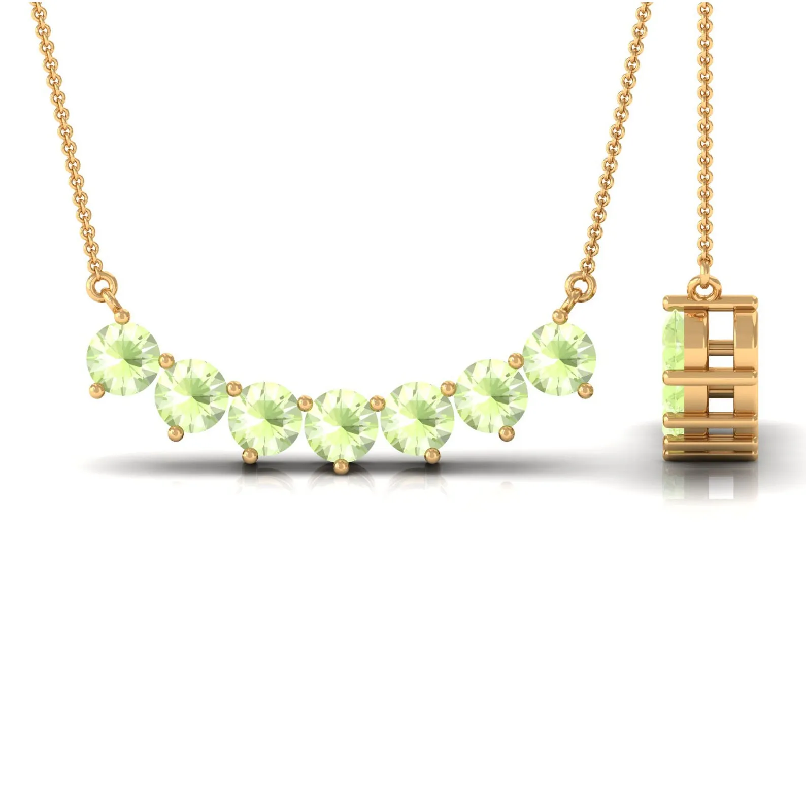 Seven Stone Peridot Bar Necklace