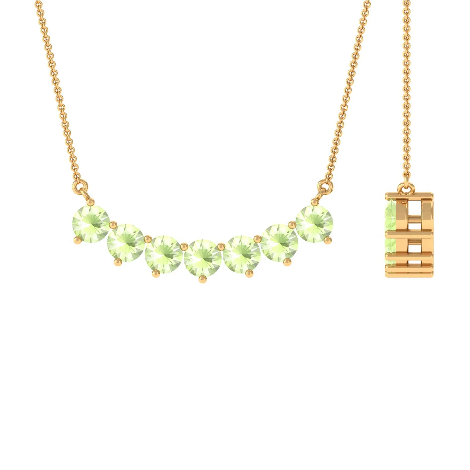 Seven Stone Peridot Bar Necklace