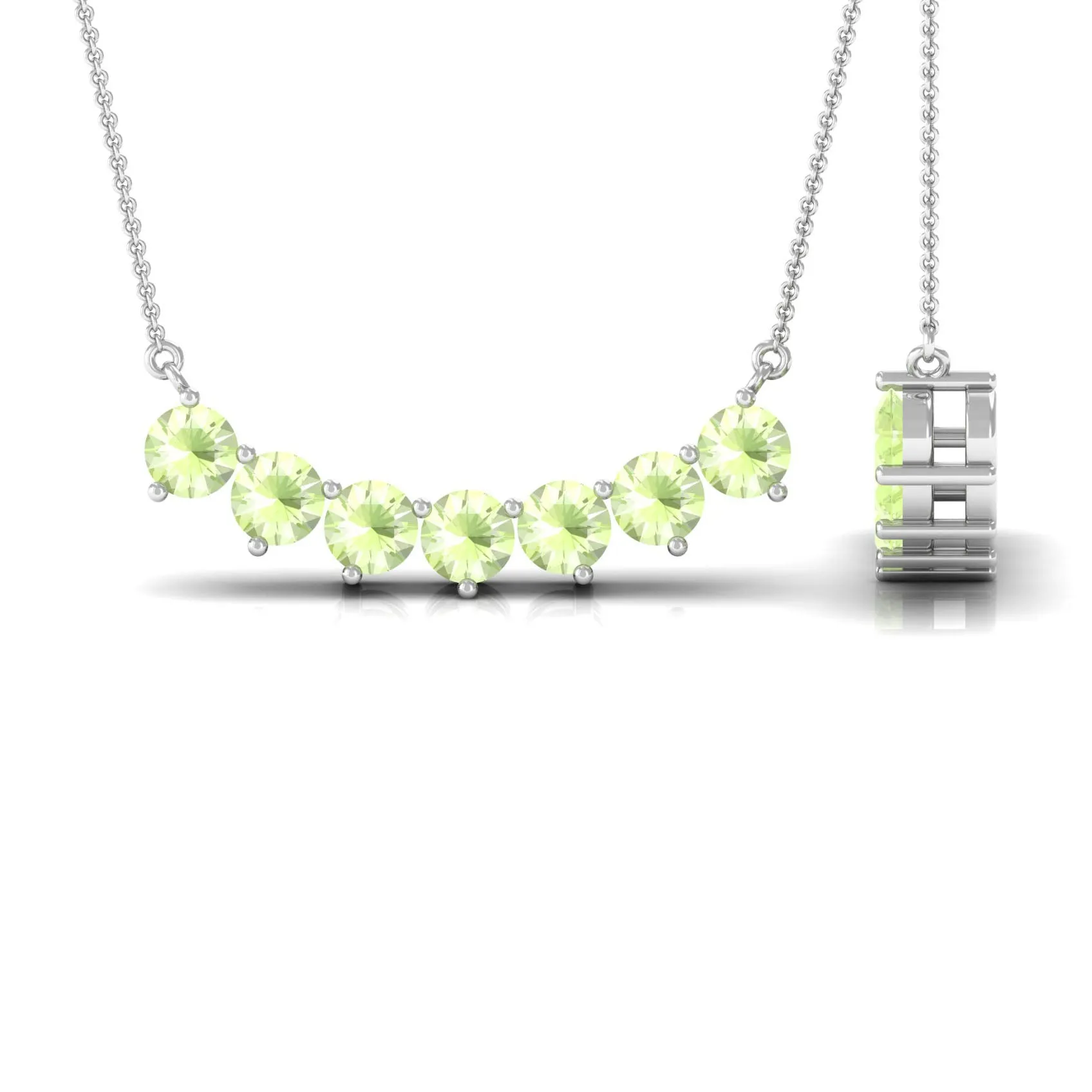 Seven Stone Peridot Bar Necklace
