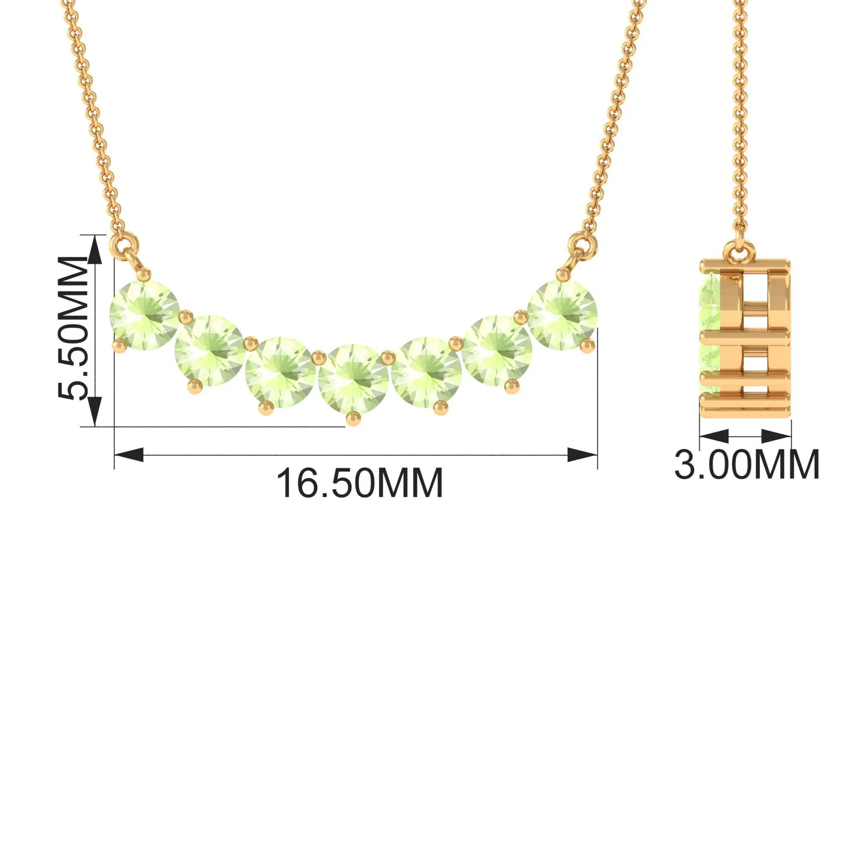 Seven Stone Peridot Bar Necklace