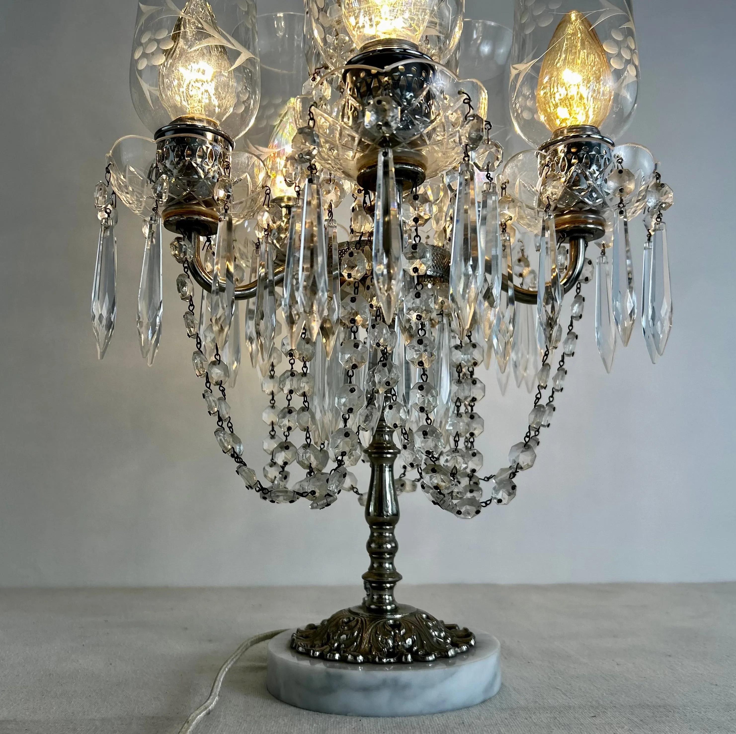 Silver Crystal Tabletop Chandelier