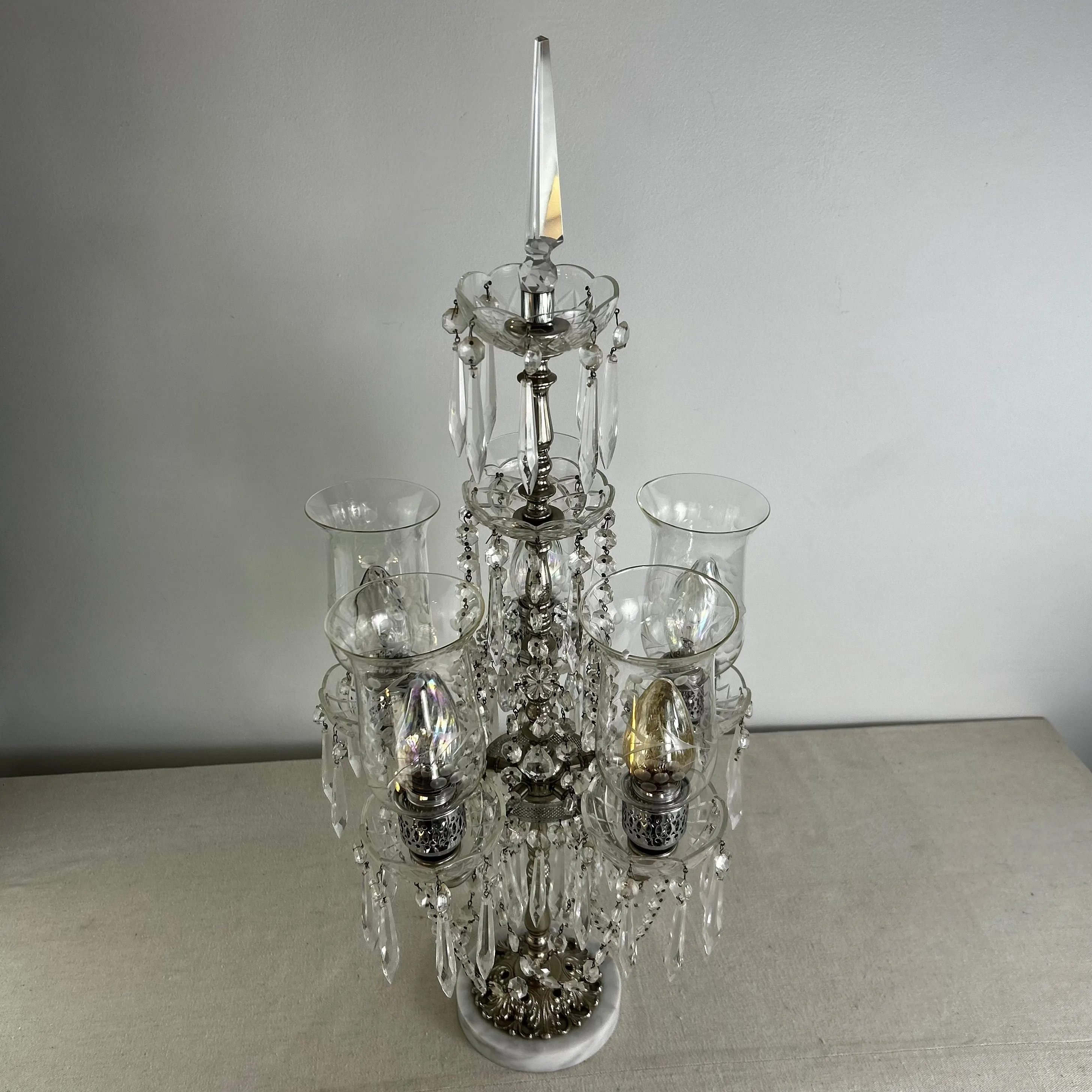 Silver Crystal Tabletop Chandelier