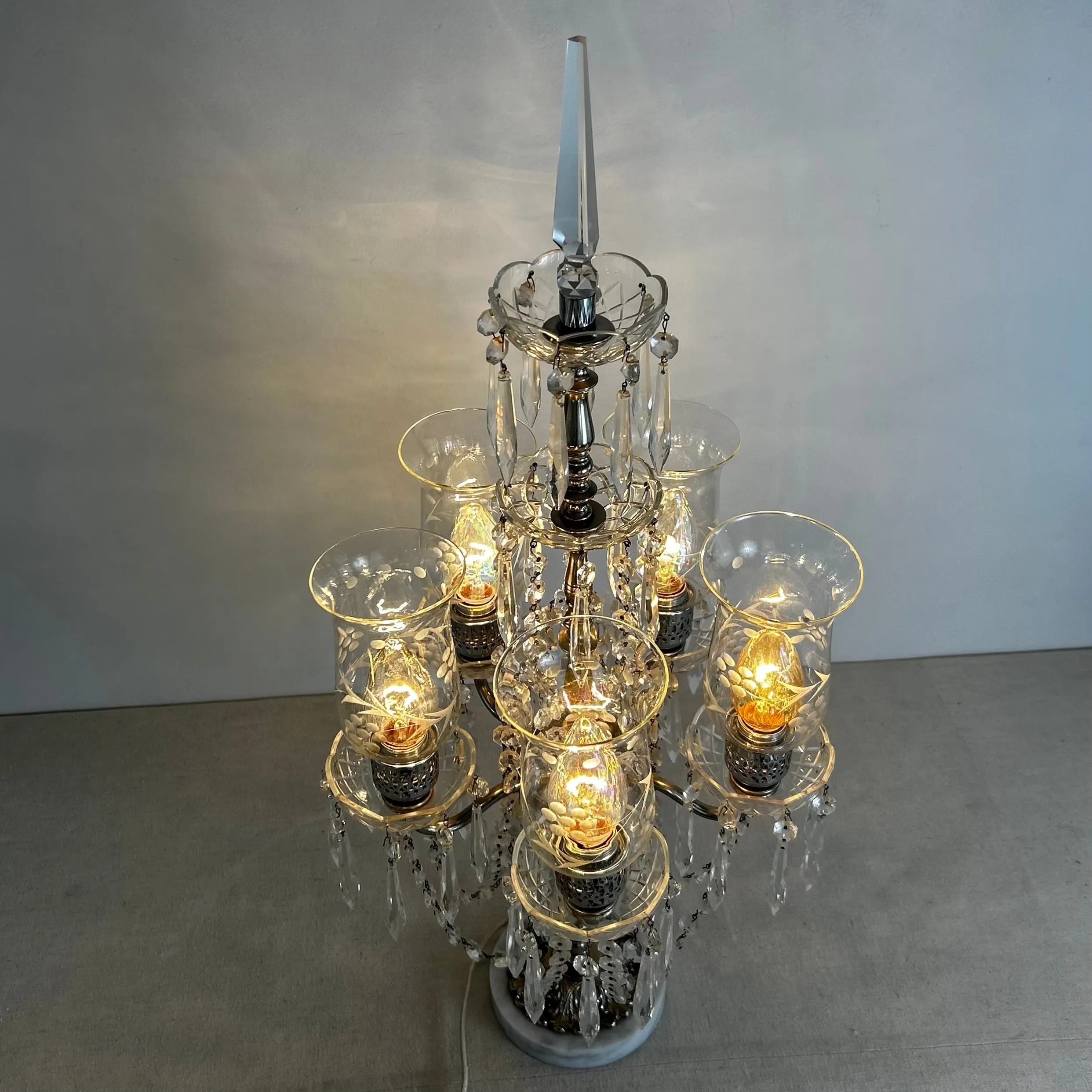 Silver Crystal Tabletop Chandelier