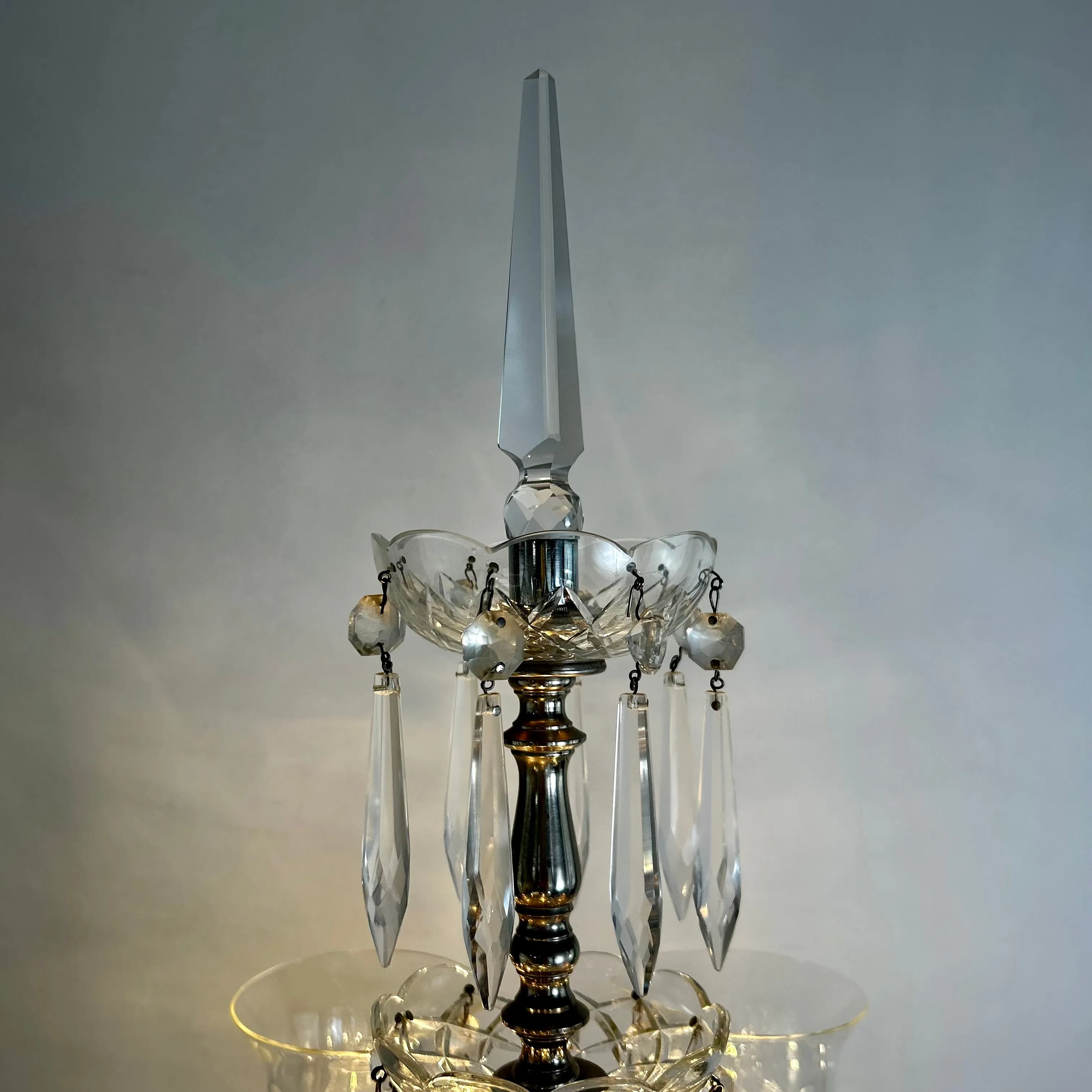 Silver Crystal Tabletop Chandelier
