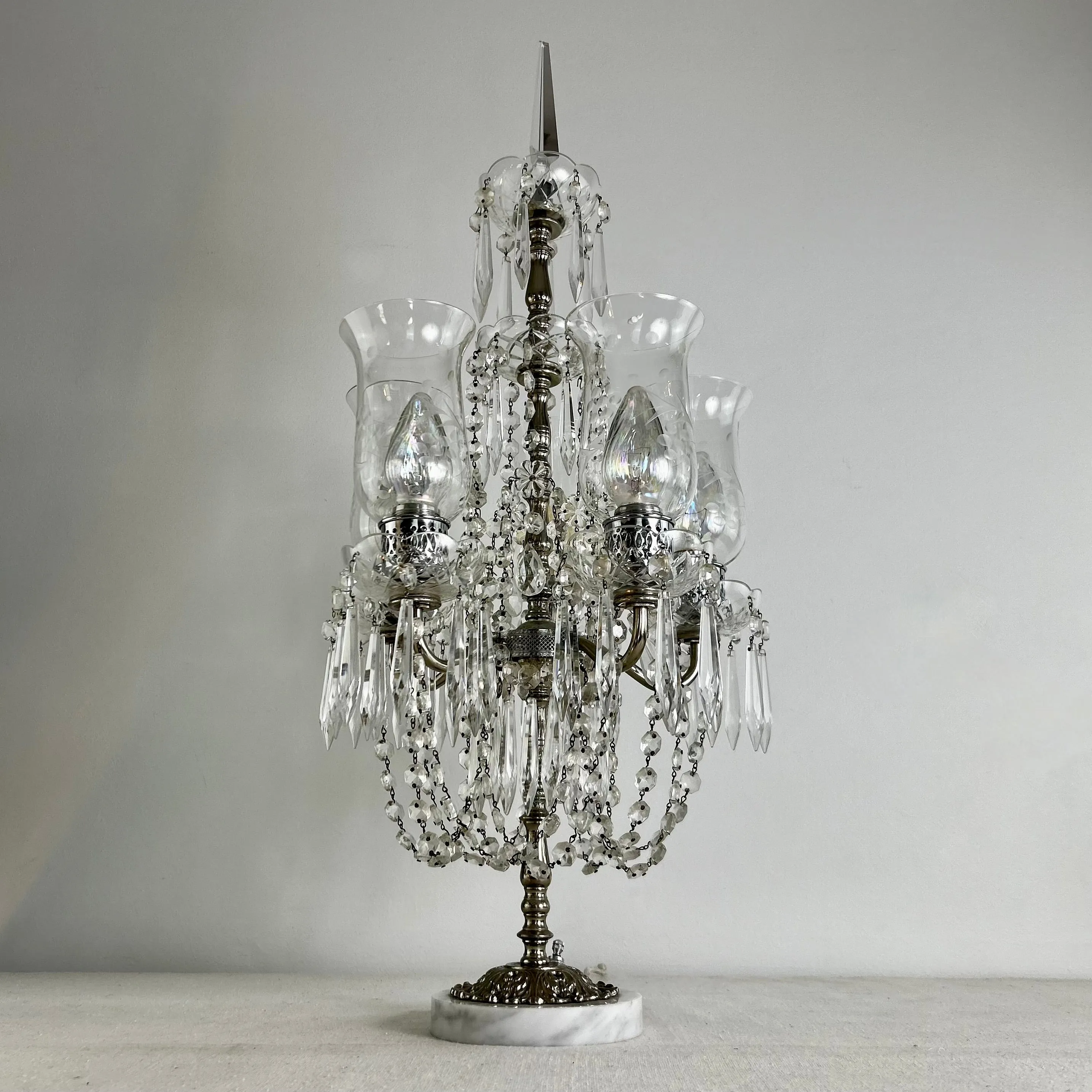 Silver Crystal Tabletop Chandelier
