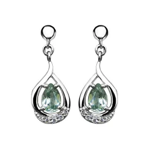 Silver Green Amethyst and White Topaz Earrings