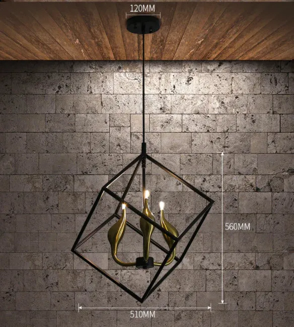 Simple Living Room Chandelier Led Wrought Iron Chandelier Coffee Shop Creative Geometric Chandelier