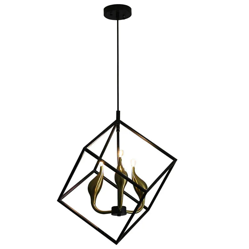 Simple Living Room Chandelier Led Wrought Iron Chandelier Coffee Shop Creative Geometric Chandelier