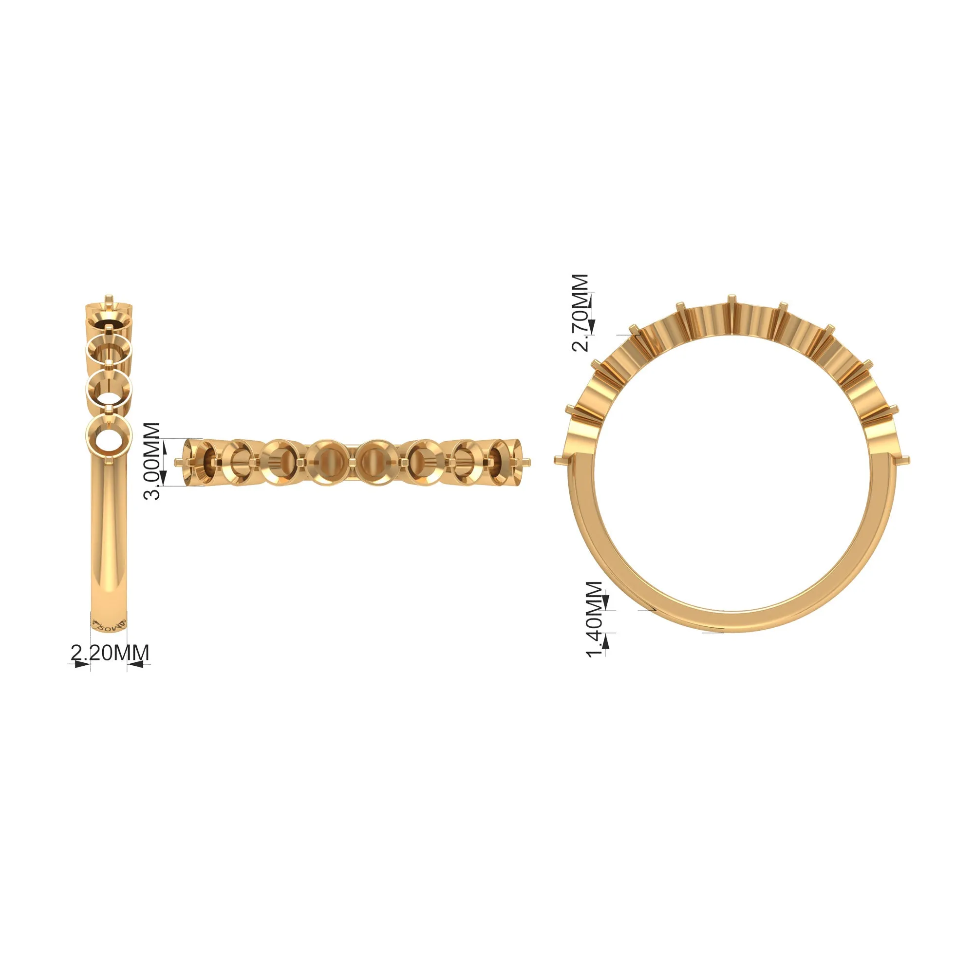 Simple Round Citrine Half Eternity Band Ring
