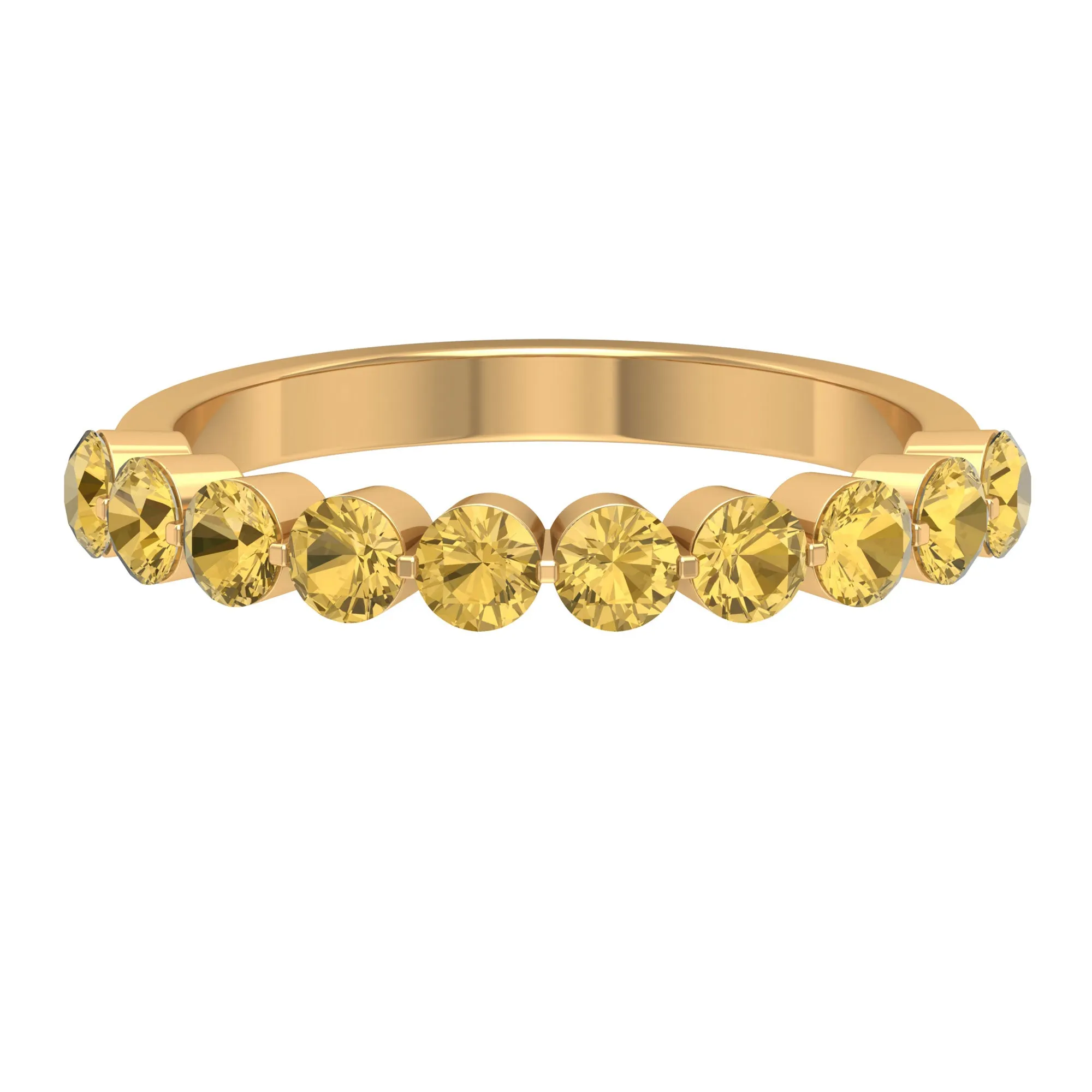Simple Round Citrine Half Eternity Band Ring