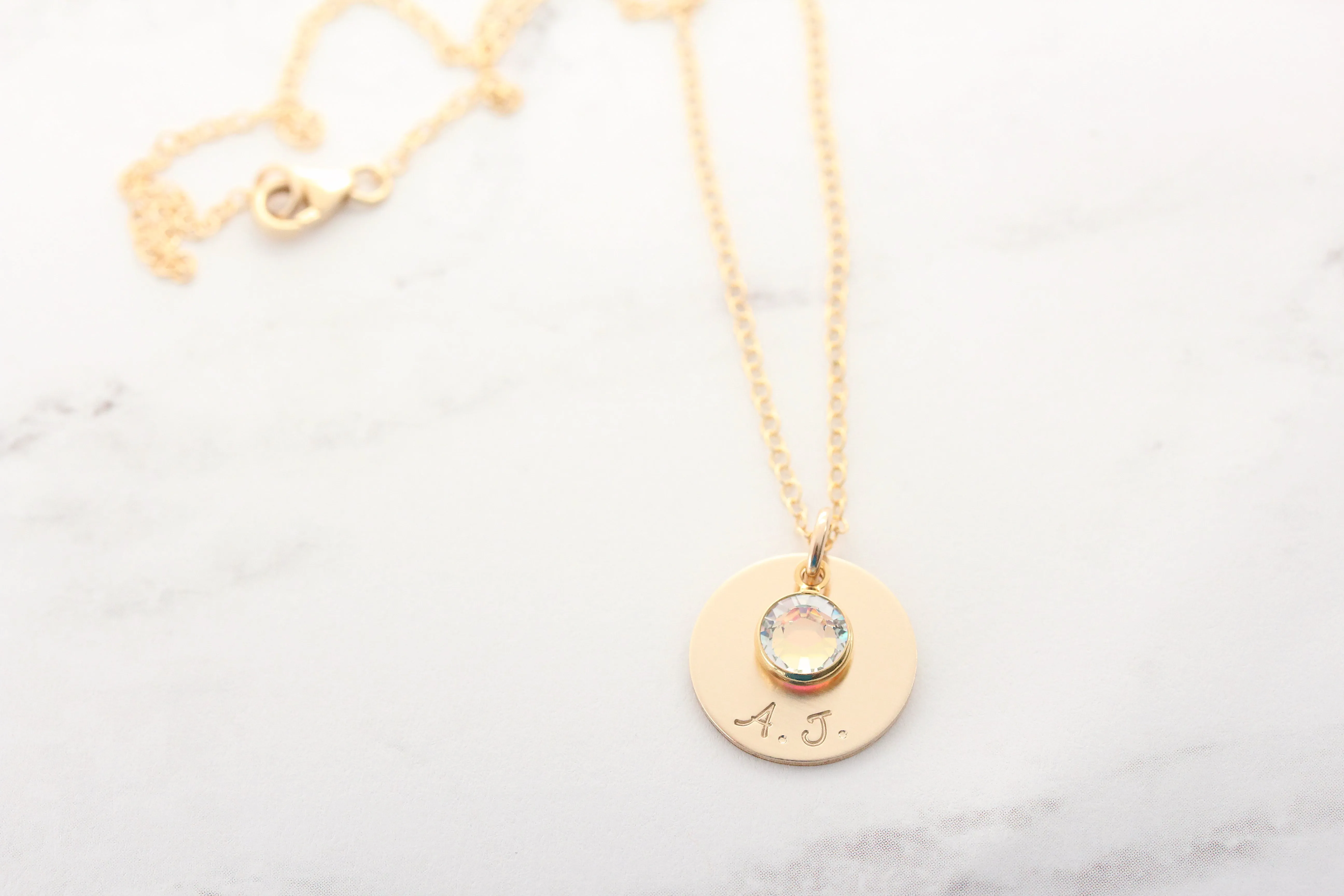 single drop necklace with large birthstone {silver   gold}