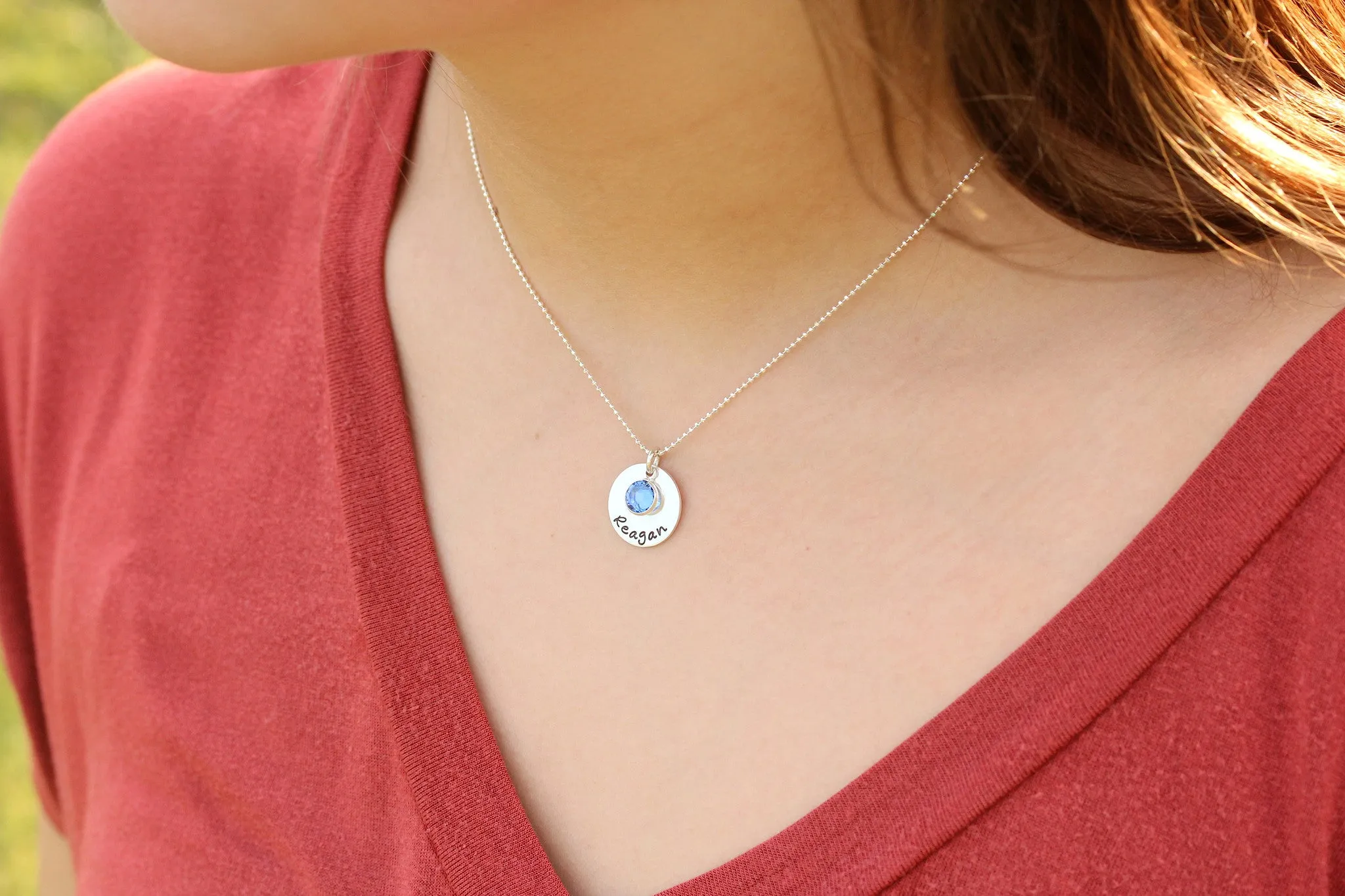 single drop necklace with large birthstone {silver   gold}