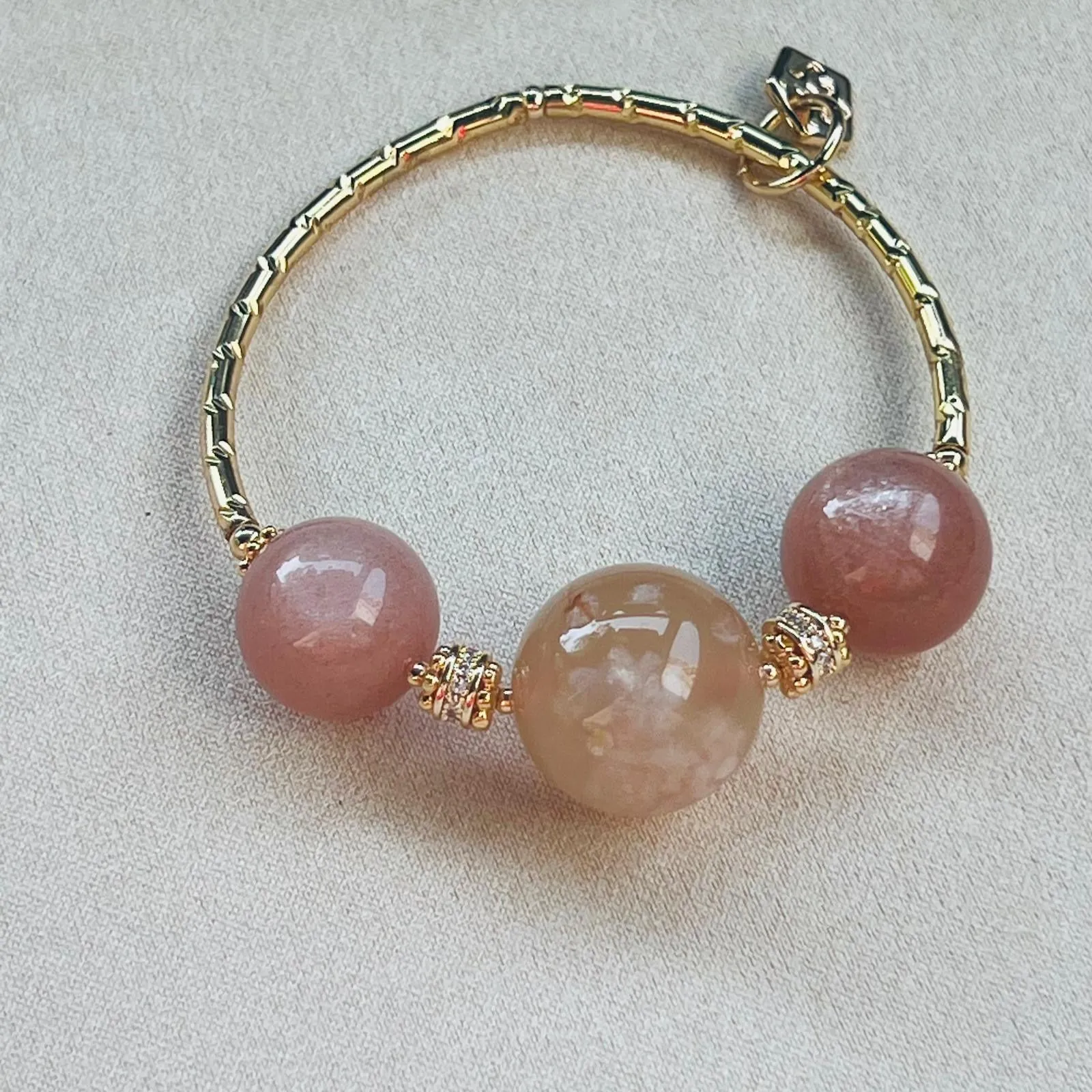 Smiling Sunstone & Sakura Agate Diadem Bracelet