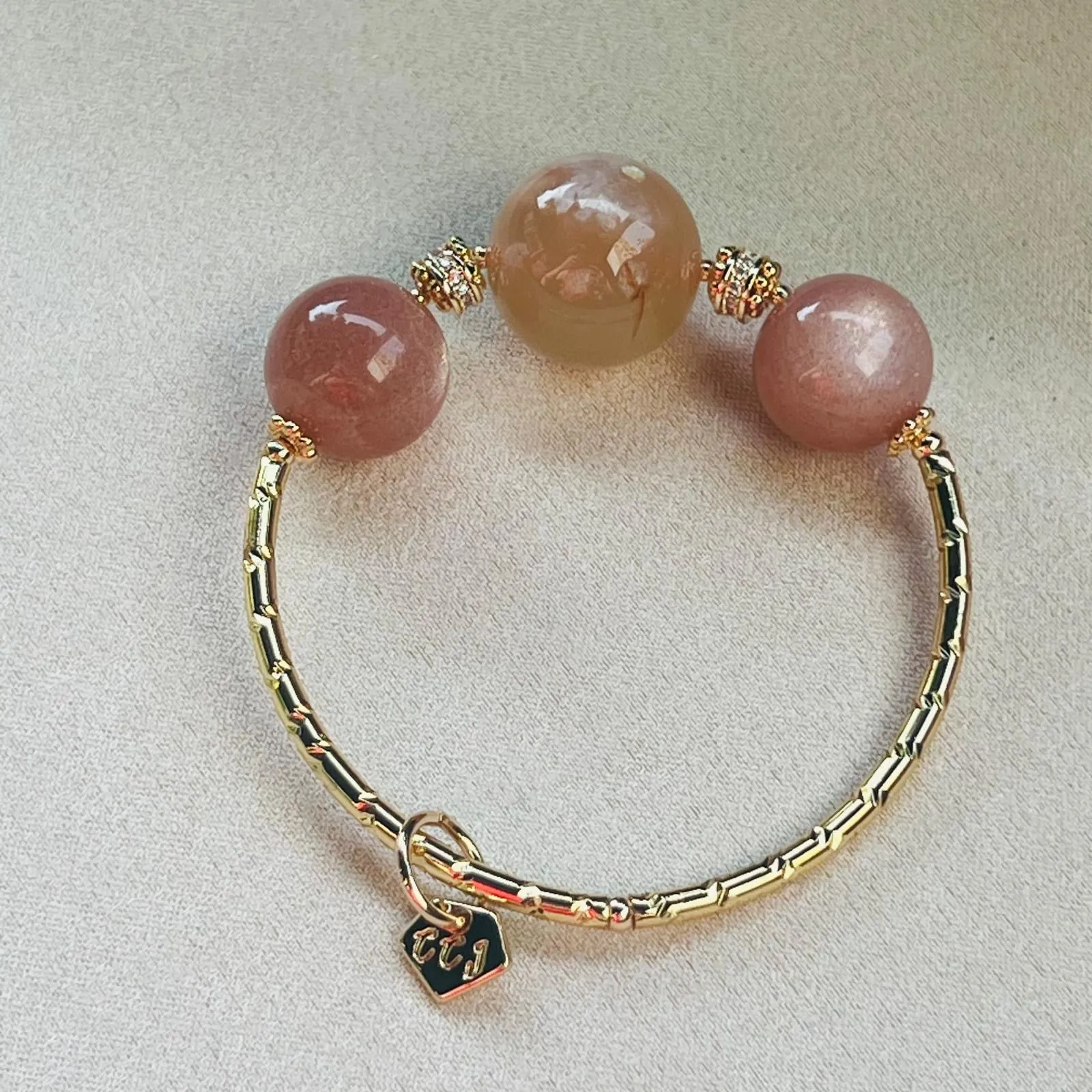 Smiling Sunstone & Sakura Agate Diadem Bracelet