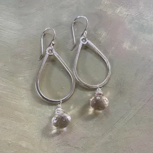 Sterling Silver & Peach Quartz Earrings