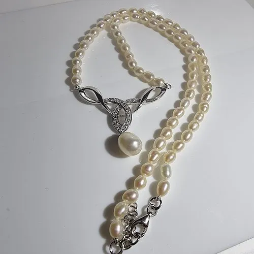 Sterling Silver Celtic Pearl Trinity Knot Necklace
