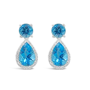 Swiss Blue Topaz & Diamond Earrings