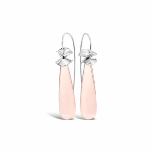 Terpsichore Rose Quartz Earrings 18K White Gold