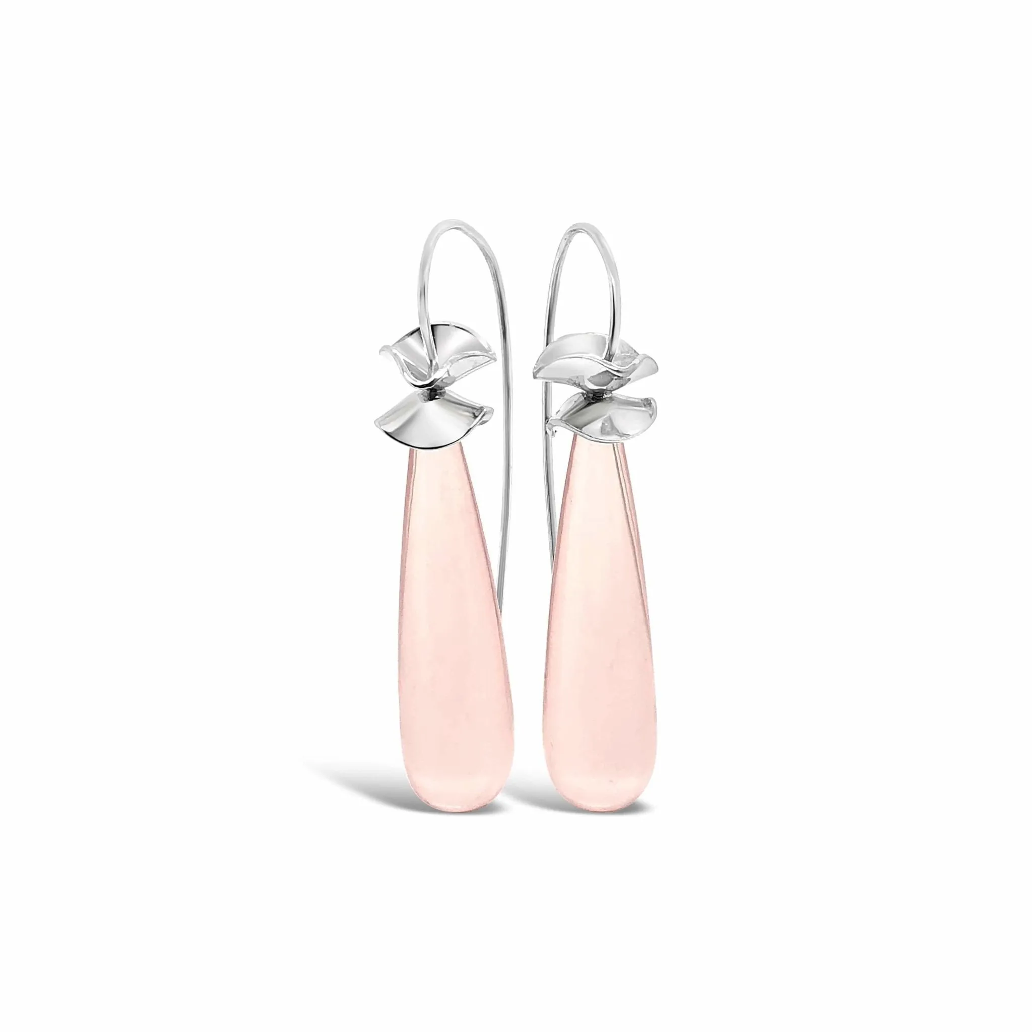 Terpsichore Rose Quartz Earrings 18K White Gold