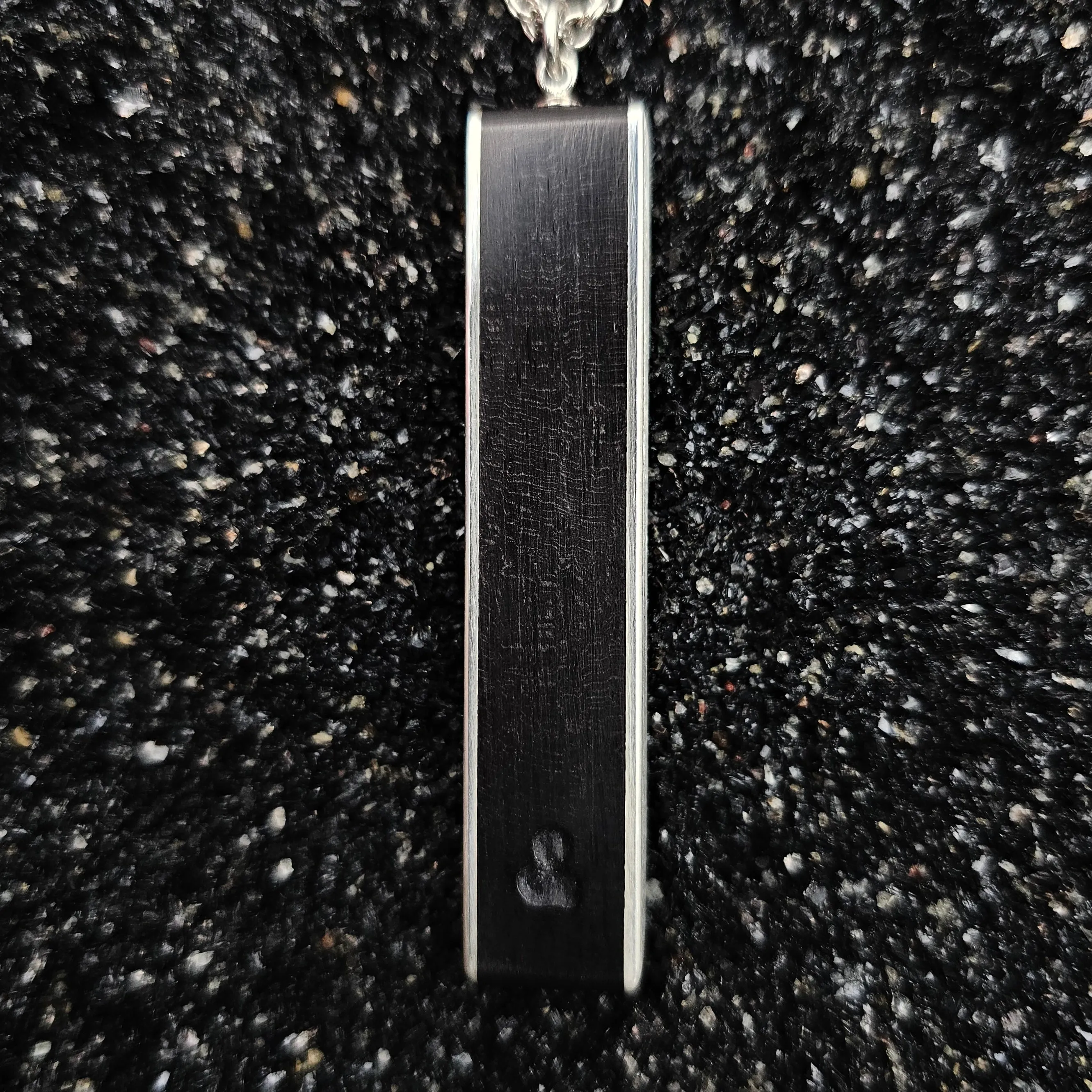 The Fineline Necklace (Fossilized Woolly Mammoth Tooth, Ebony Wood, Silver & Ruby, Set In 14k Yellow Gold)