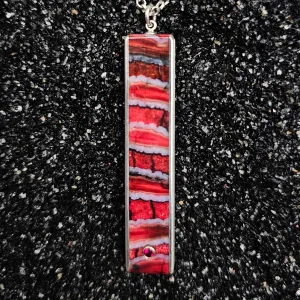The Fineline Necklace (Fossilized Woolly Mammoth Tooth, Ebony Wood, Silver & Ruby, Set In 14k Yellow Gold)