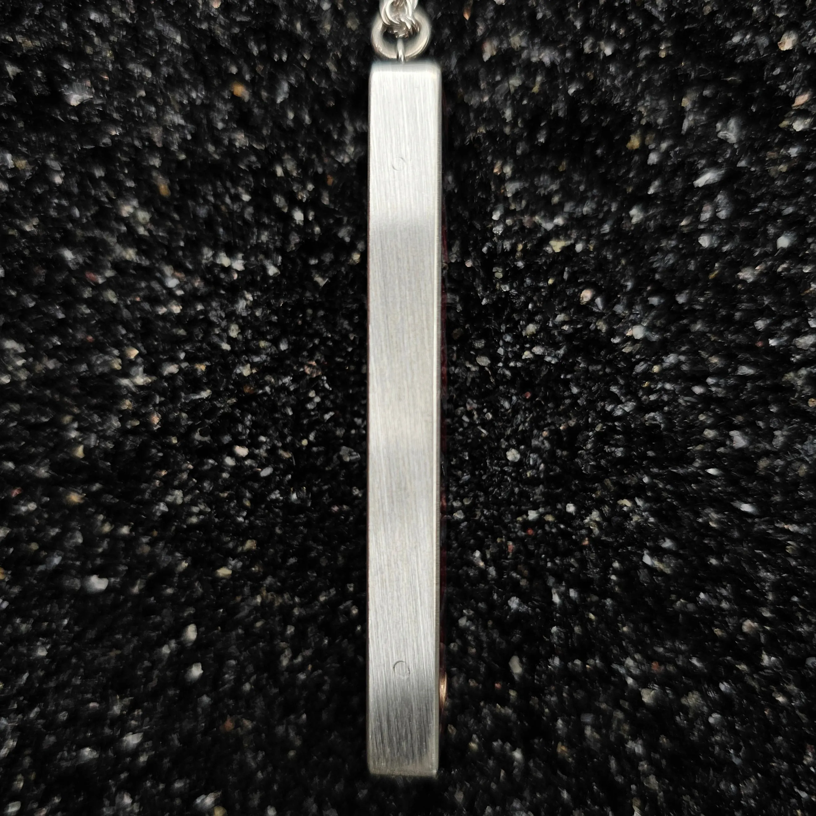The Fineline Necklace (Fossilized Woolly Mammoth Tooth, Ebony Wood, Silver & Ruby, Set In 14k Yellow Gold)