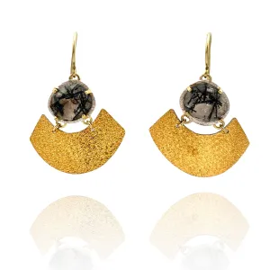 Tourmalinated Quartz Arch Earrings