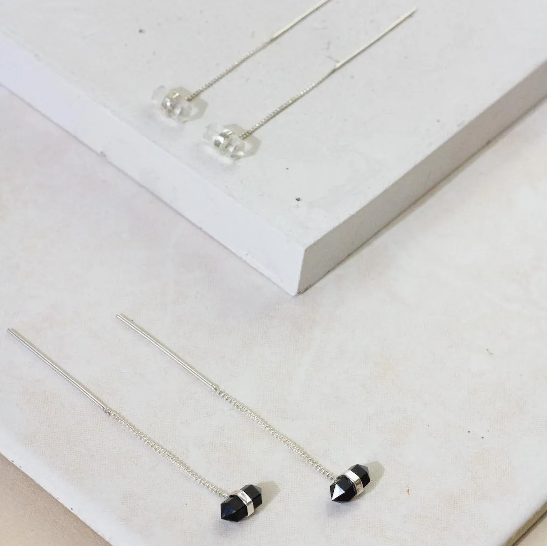 Unity Silver Earrings with Double-Terminated Clear Quartz Crystal ( shorter variation)