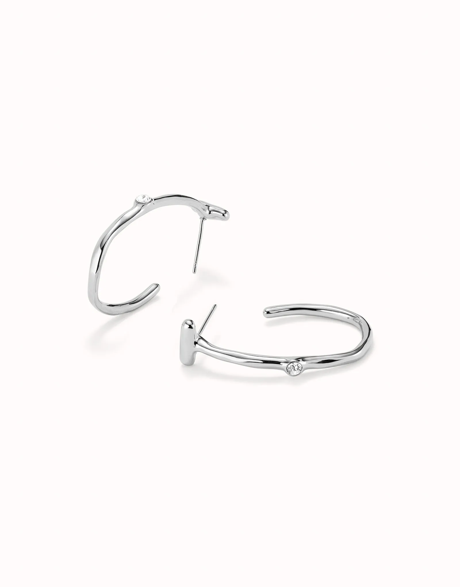 UNOde50 Sterling silver-plated Hoop Earrings with White Topaz