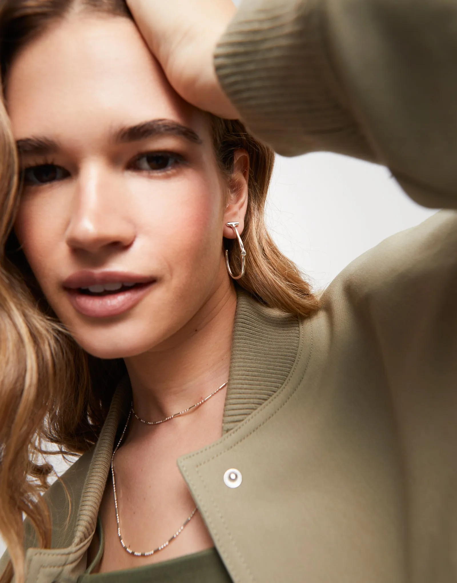 UNOde50 Sterling silver-plated Hoop Earrings with White Topaz
