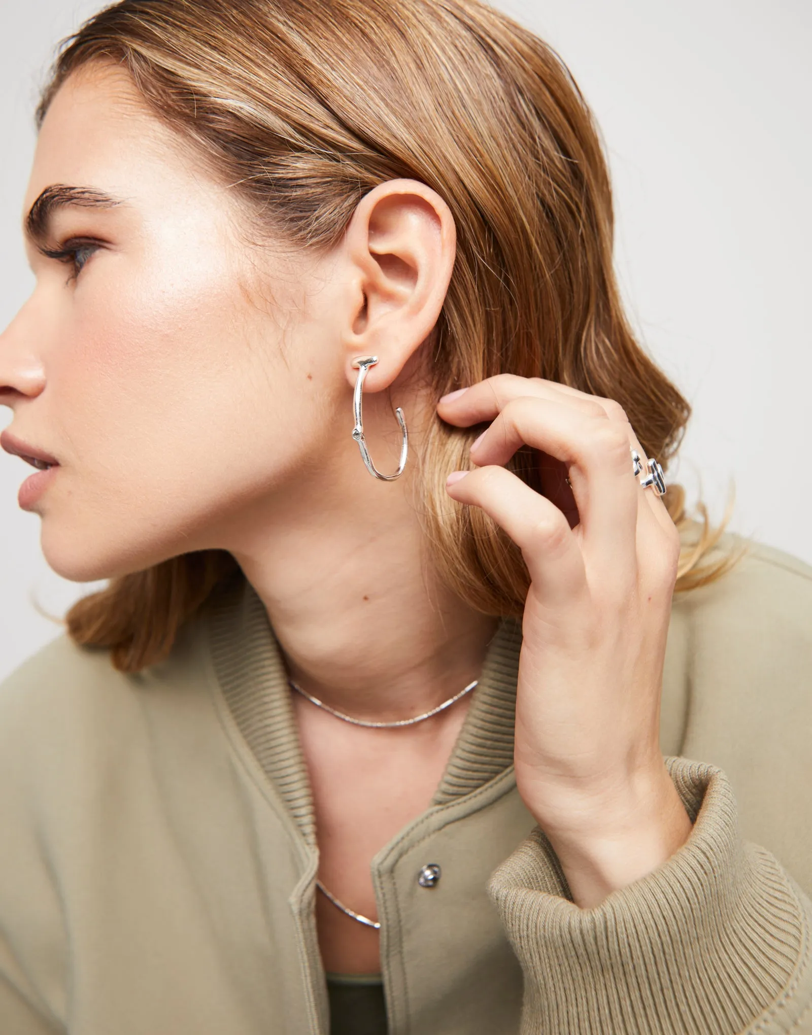 UNOde50 Sterling silver-plated Hoop Earrings with White Topaz