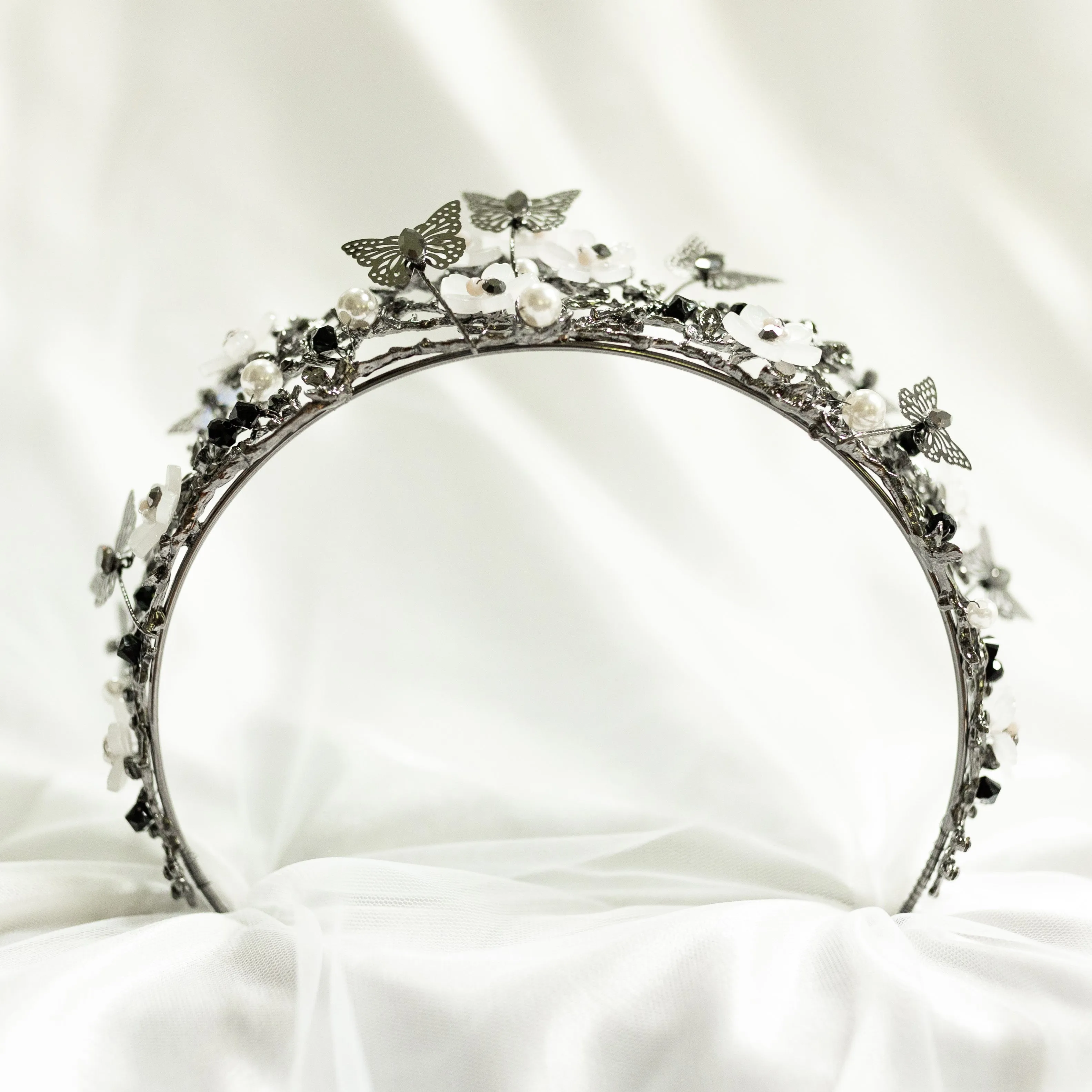 Verna's Butterfly Tiara in Antique Silver