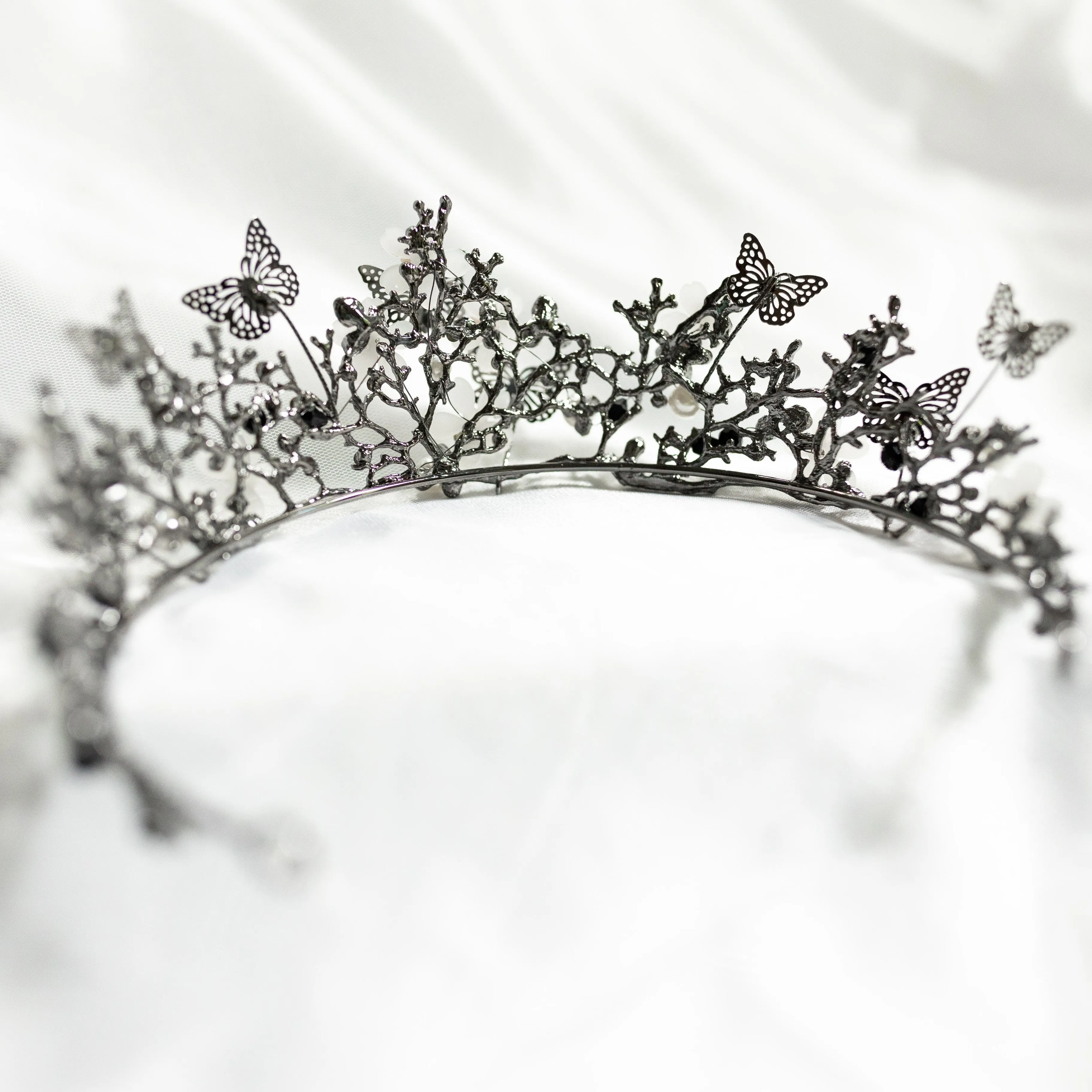 Verna's Butterfly Tiara in Antique Silver