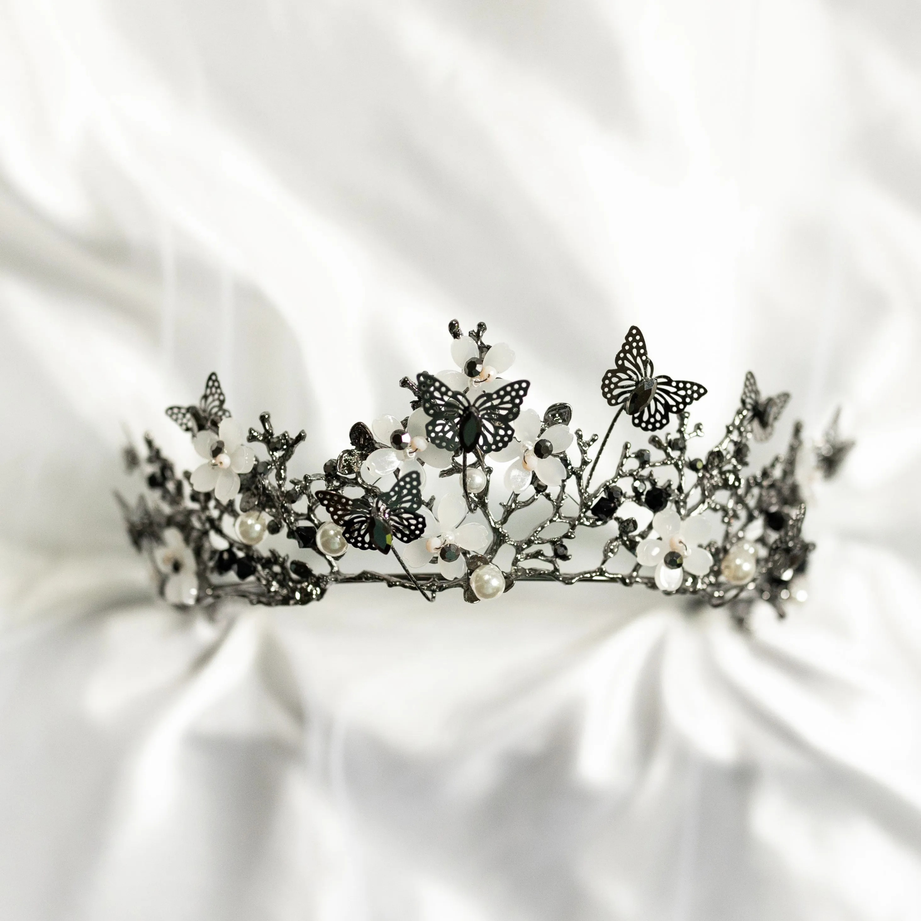 Verna's Butterfly Tiara in Antique Silver