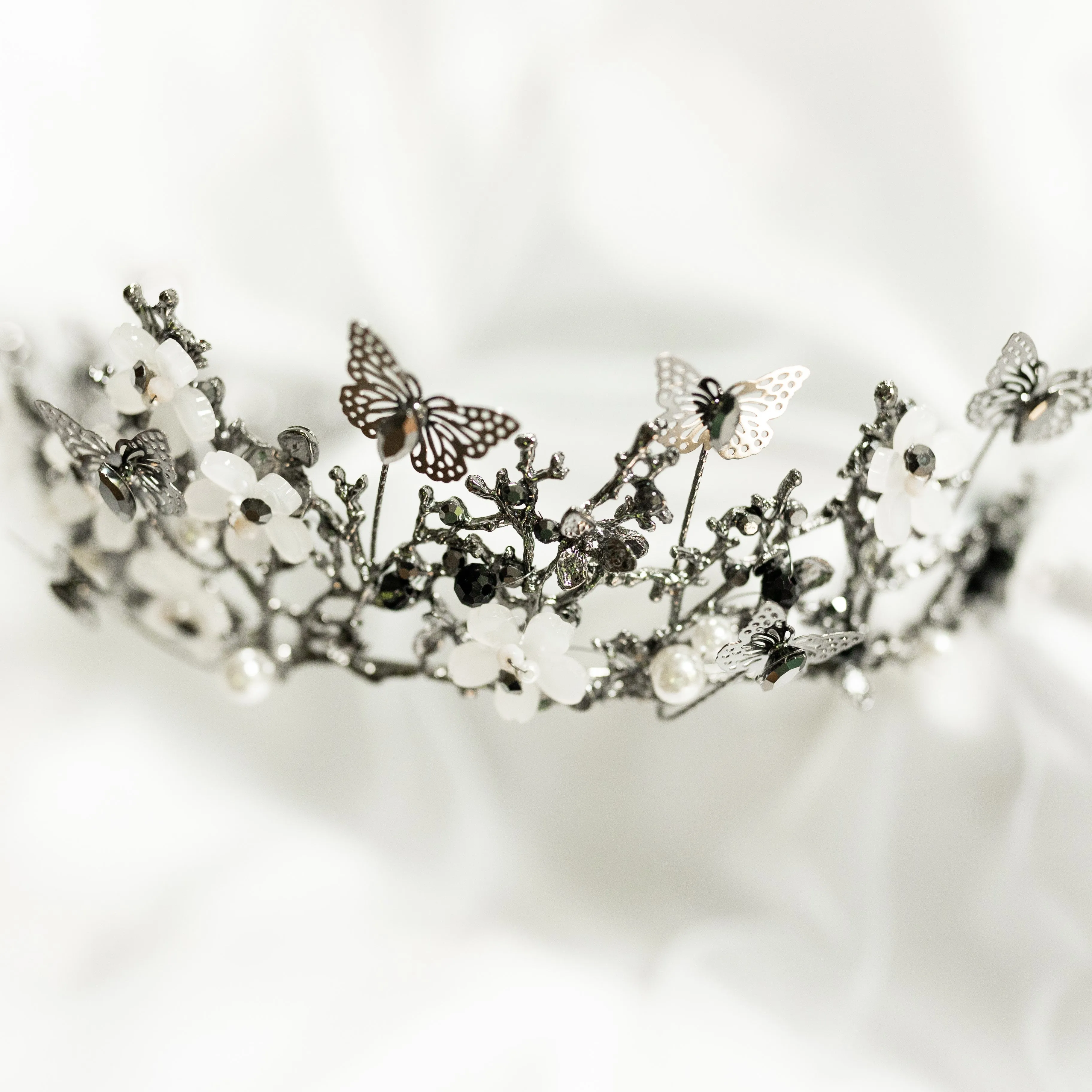 Verna's Butterfly Tiara in Antique Silver