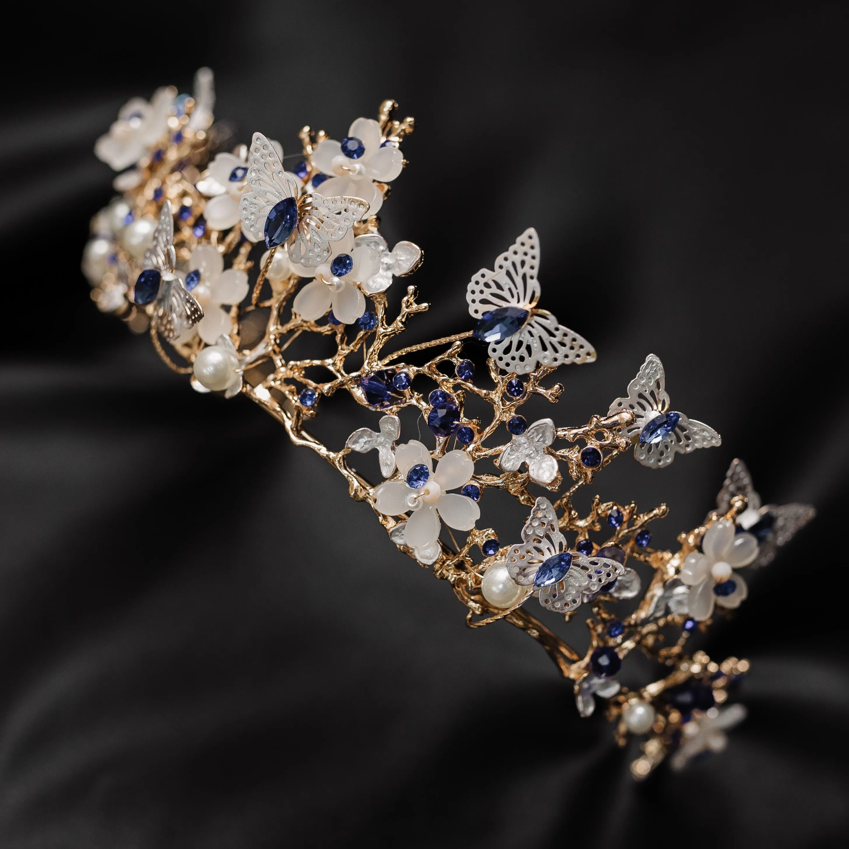 Verna's Butterfly Tiara in Blue & Gold