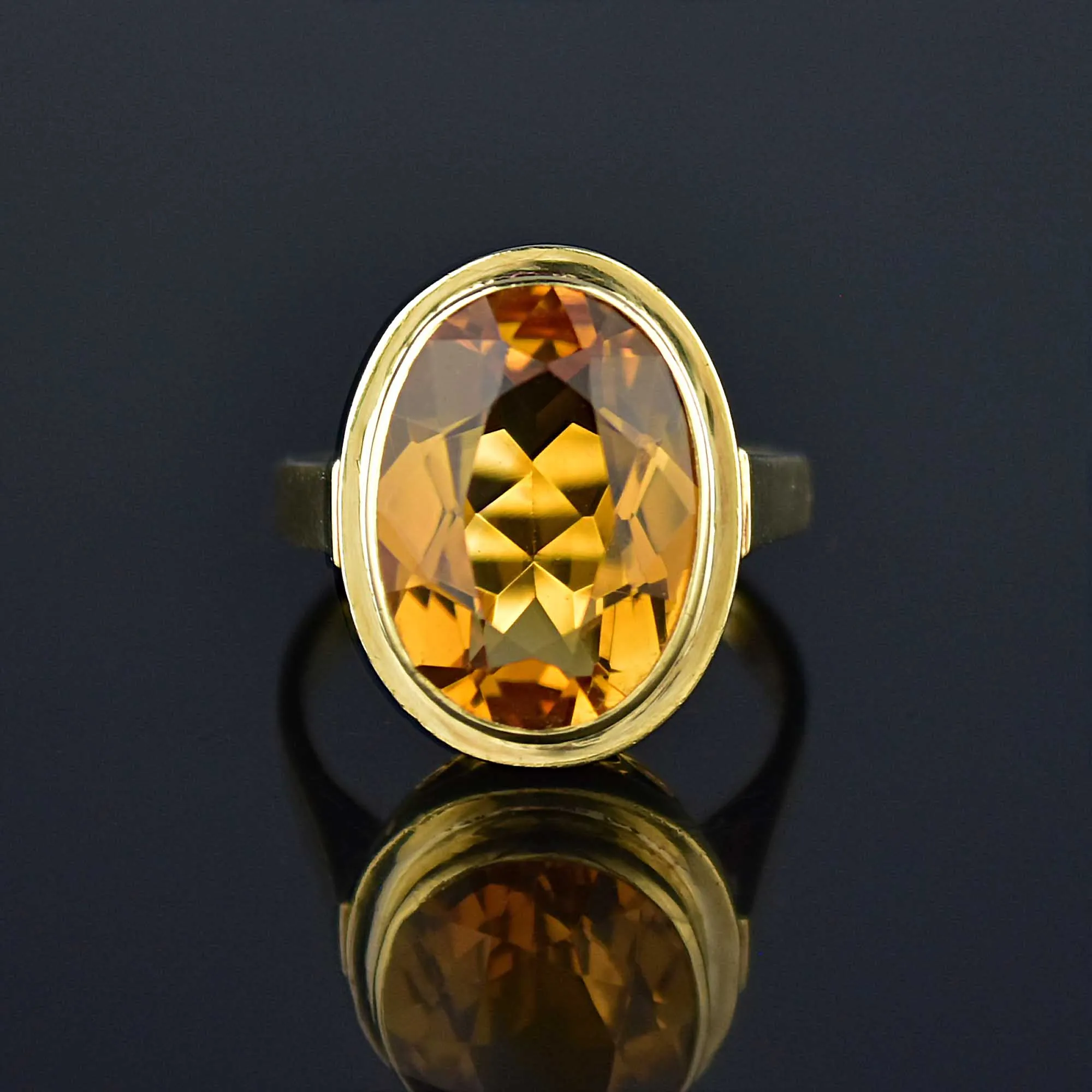 Vintage 14K Gold Oval 6 Carat Citrine Ring