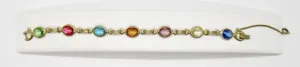 Vintage Emmons Faceted Clear Oval Pastel Stones Bracelet