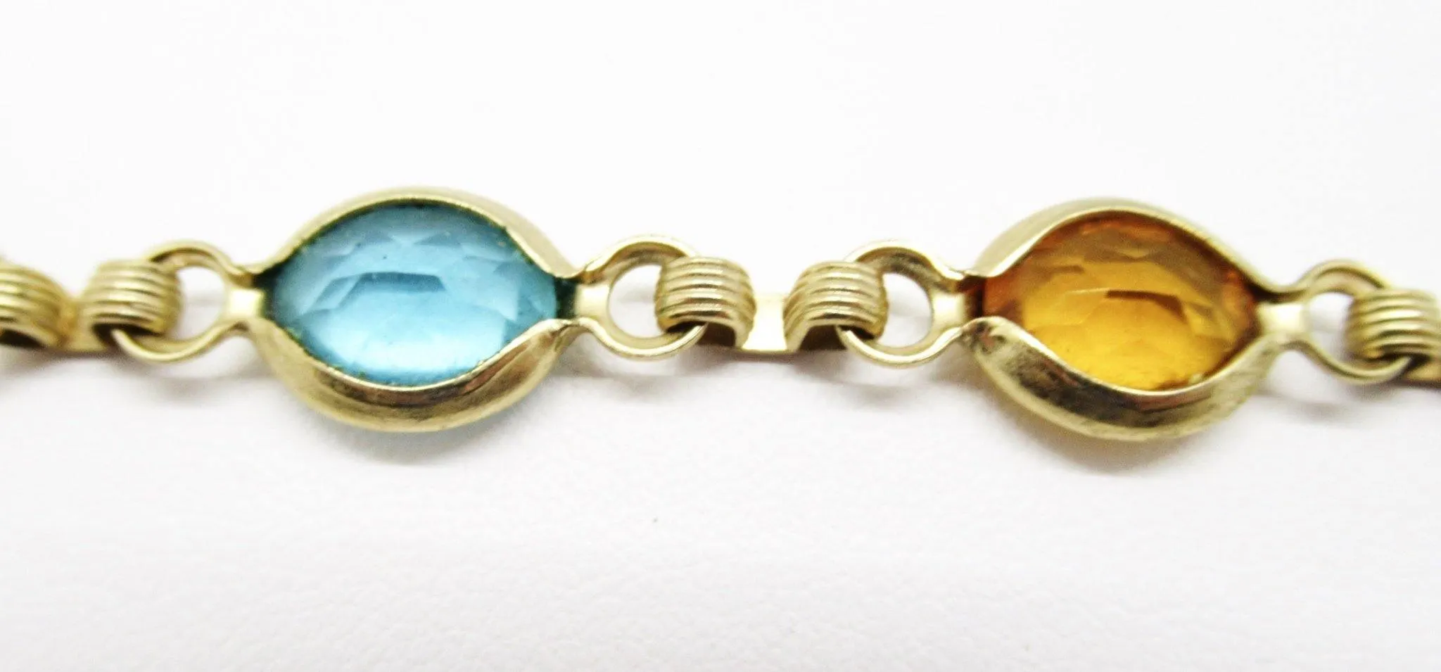 Vintage Emmons Faceted Clear Oval Pastel Stones Bracelet