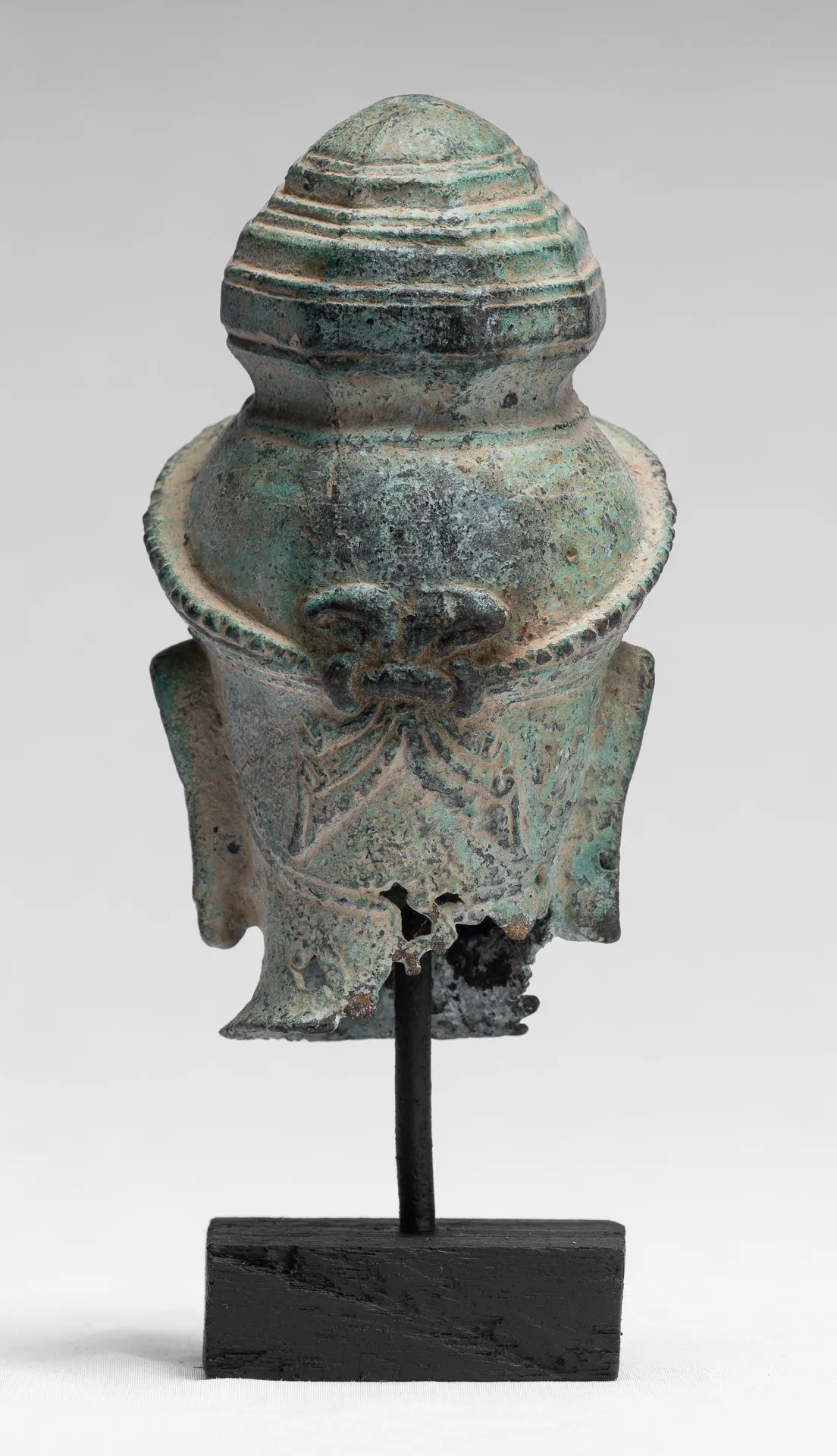 Vishnu Statue - Antique Preah-Ko Style Bronze Vishnu Head - Protector & Preserver - 21cm/8"