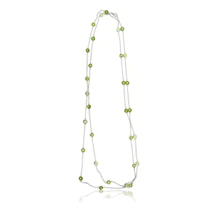 White Gold Faceted Peridot Necklace