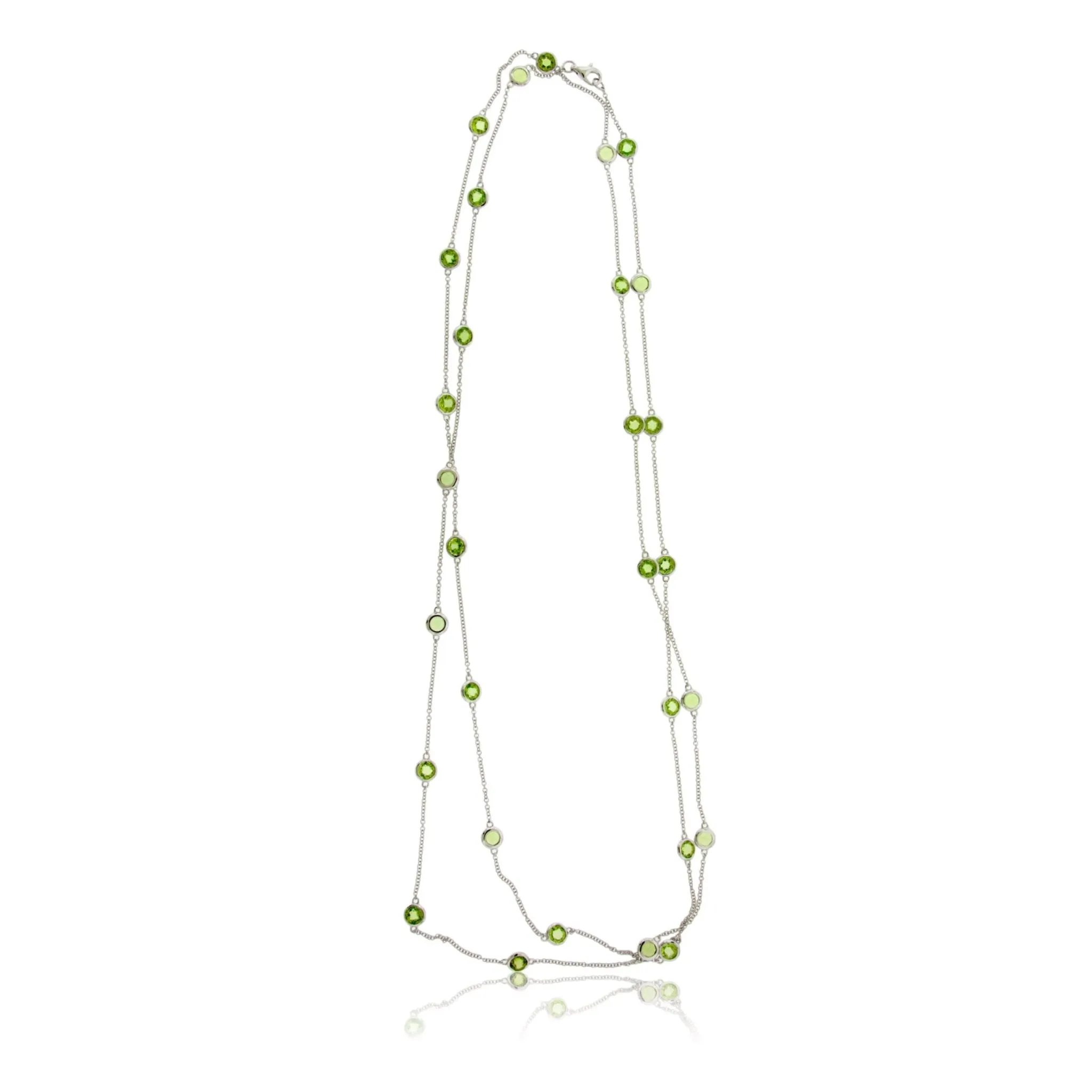 White Gold Faceted Peridot Necklace