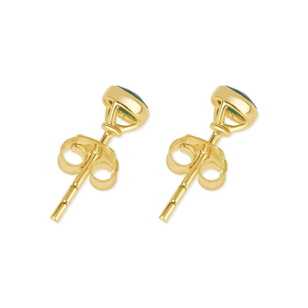 White Quartz Mini Stud Earrings | Gold - April